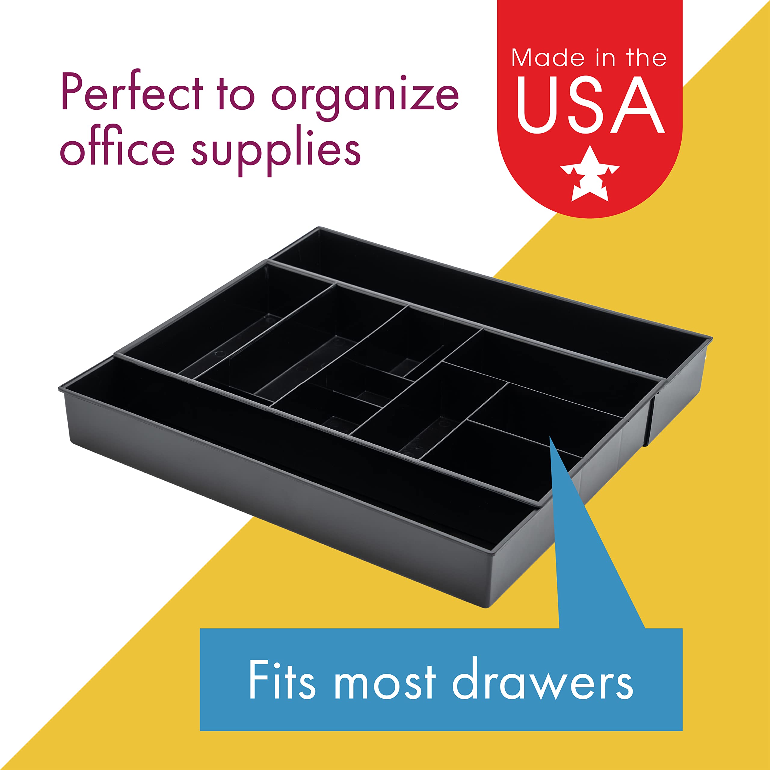 Dial Industries Expandable Office Drawer Organizer - 3-Tier Desk Storage Tray for Files, Supplies & Stationery | Perfect for Home Office, Workstation & School Desk Organization