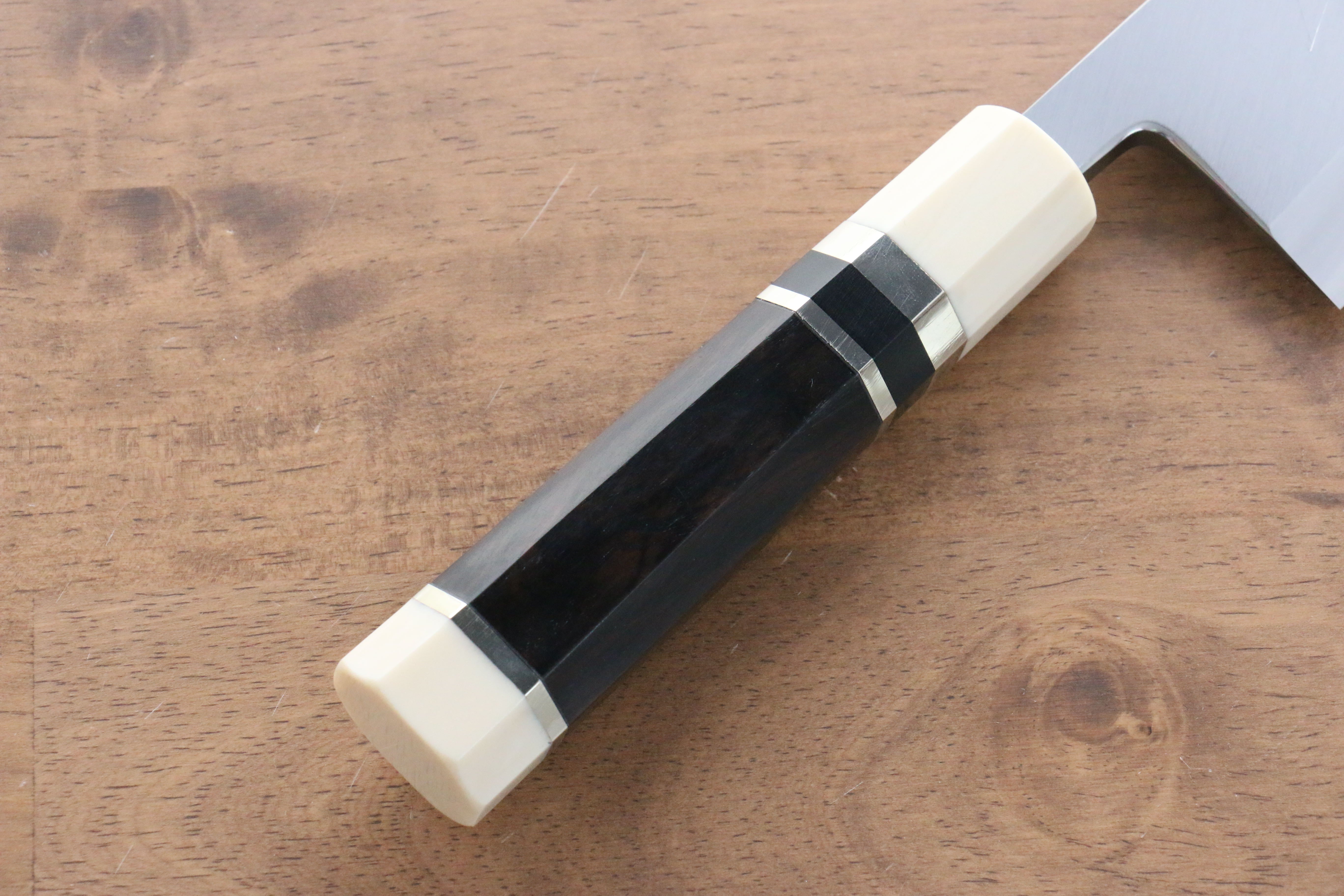 Premium Jikko Shiko Blue Steel Kiritsuke Deba Knife 180mm - Japanese Chef Knife with Ebony Wood Handle & Double Ring Design - Perfect for Sushi, Fish Filleting & Precision Cutting
