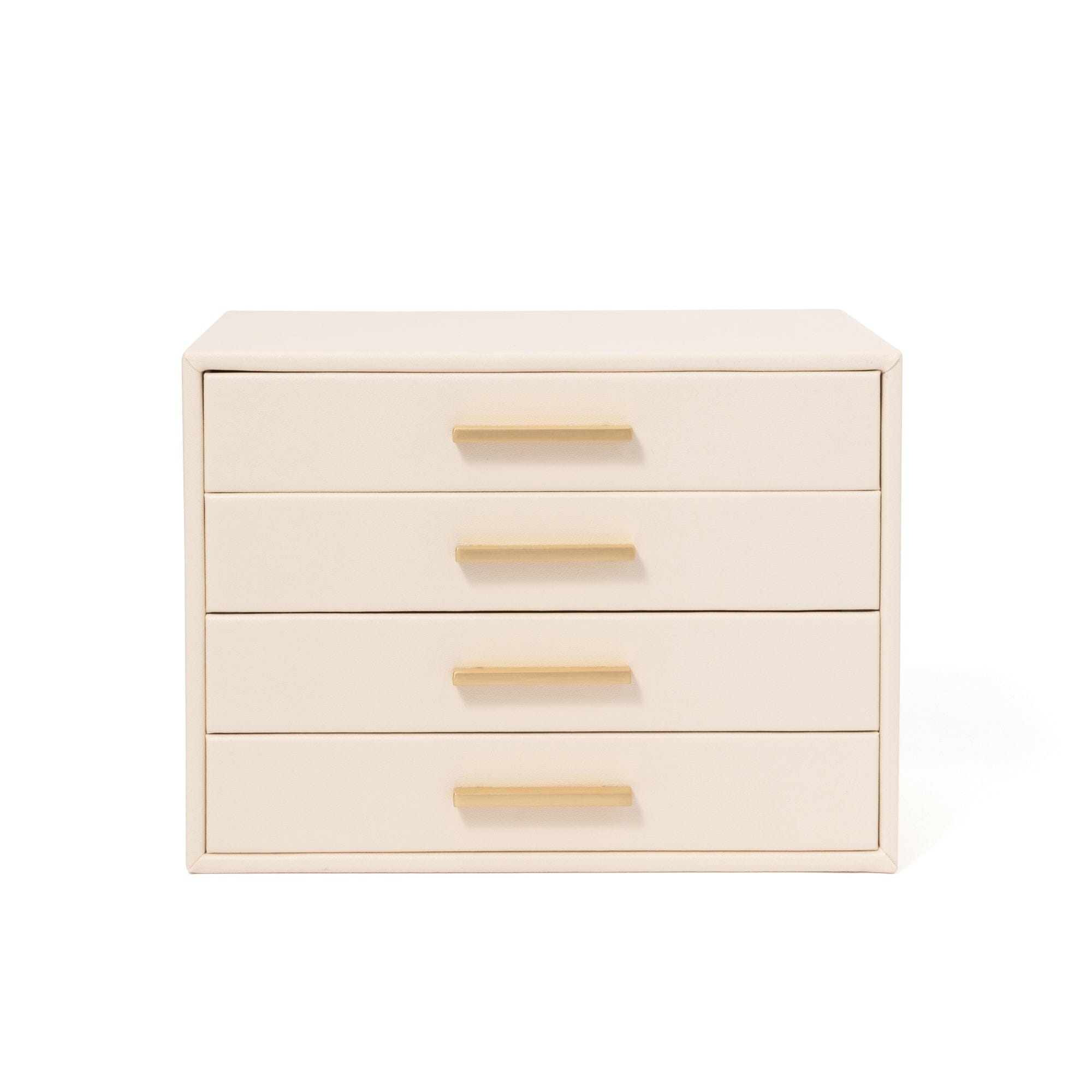 White 4-Section Drawer Jewelry Box - Perfect for Organizing Necklaces, Rings & Earrings on Dresser or Vanity