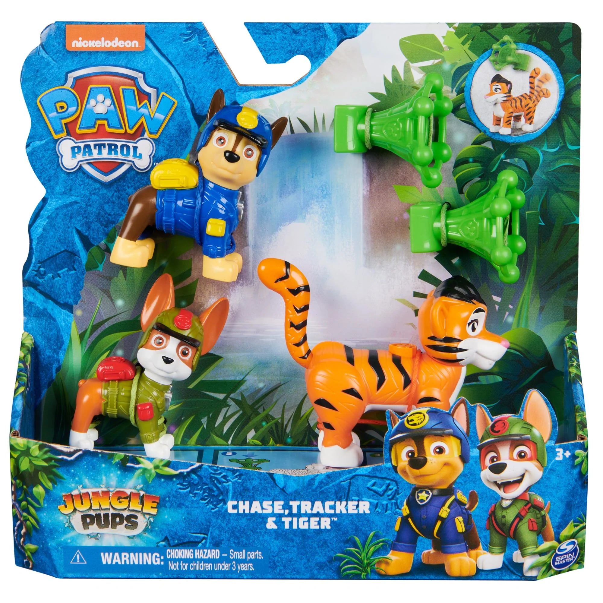 PAW PATROL Jungle Hero Pups Action Figure Set - Chase, Tracker & Tiger - Kids' Toy Gift for Birthday & Playtime Adventures