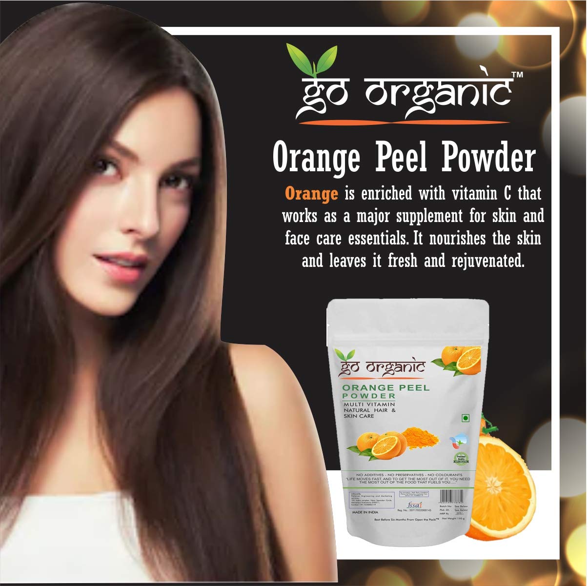 Organic Orange Peel Powder for Hair & Skin Care - 250g | Natural Exfoliant, Brightening & Conditioning for Healthy Hair & Glowing Skin | DIY Beauty, Face Masks & Hair Treatments