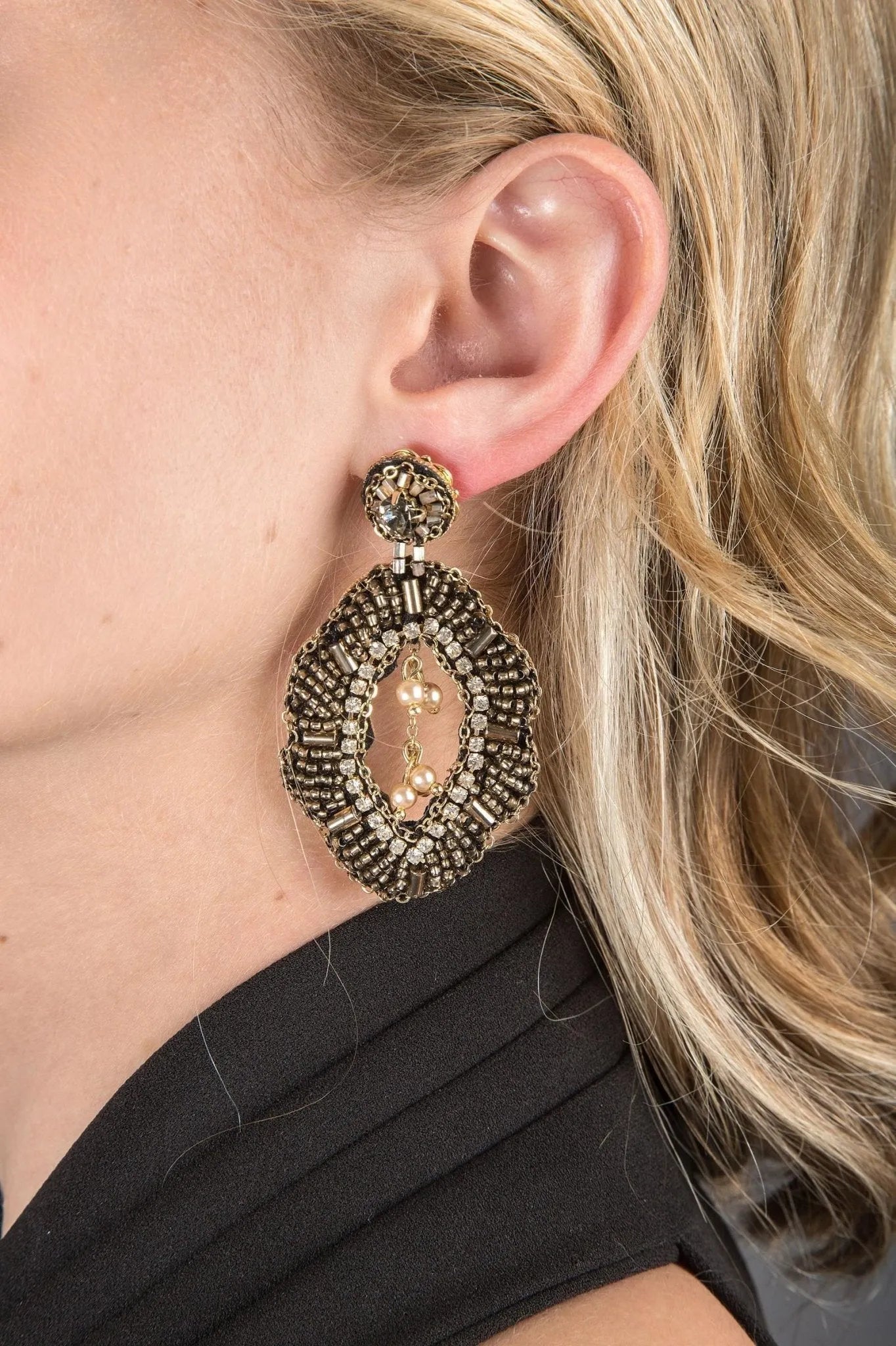Rococo Beaded Statement Earrings for Women - Elegant Vintage Dangle Earrings for Party, Wedding & Special Occasions