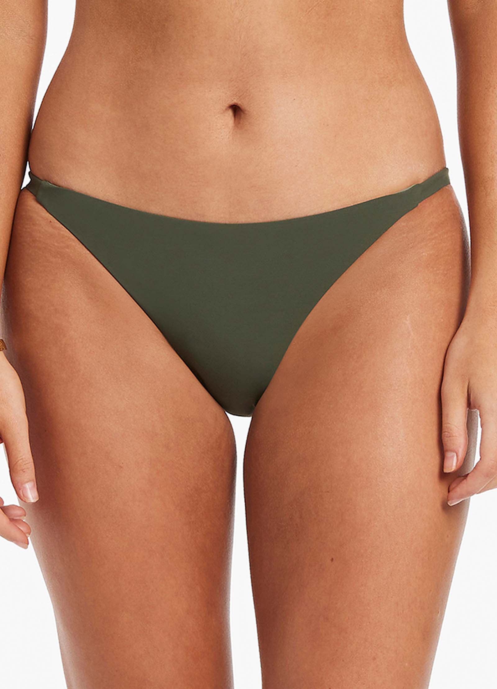 Jetset Skinny Side Hipster Bikini Bottom Olive Green - High Waisted Swimwear for Women, Perfect for Beach Vacation & Pool Party
