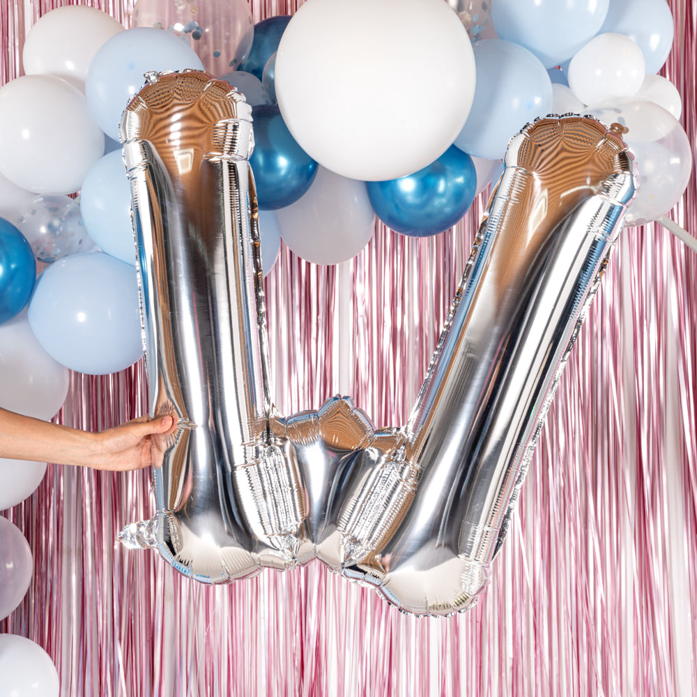 Balloonify Silver Mylar Letter W Balloon - 40 Inch Large Foil Alphabet Balloon - 1 Count Box - Perfect for Birthday Parties, Baby Showers & Wedding Decorations