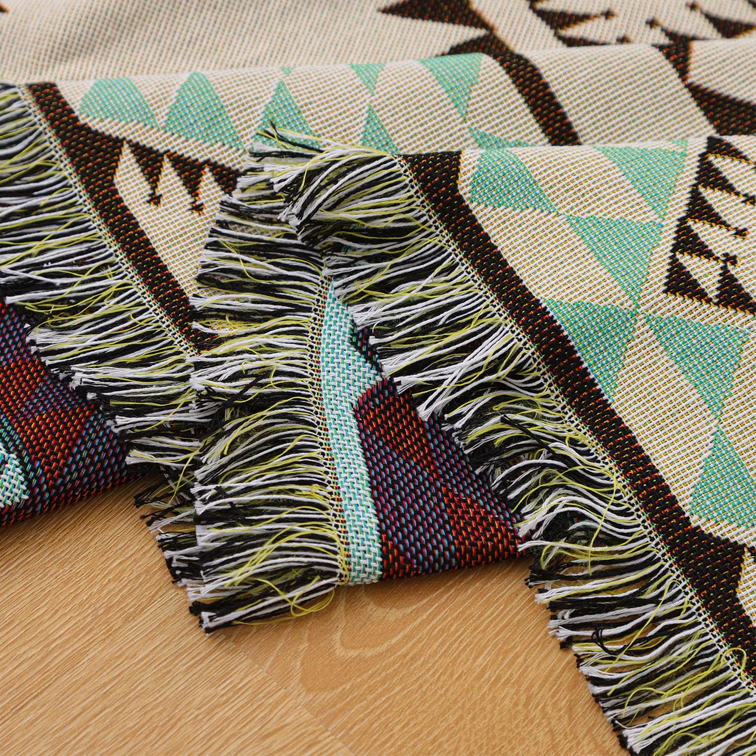 Southwest Aztec Native American Reversible Woven Blanket with Tassels - Boho Western Decor for Couch, Bed, Outdoor Camping & Travel - Perfect for Home, Picnics and Festivals