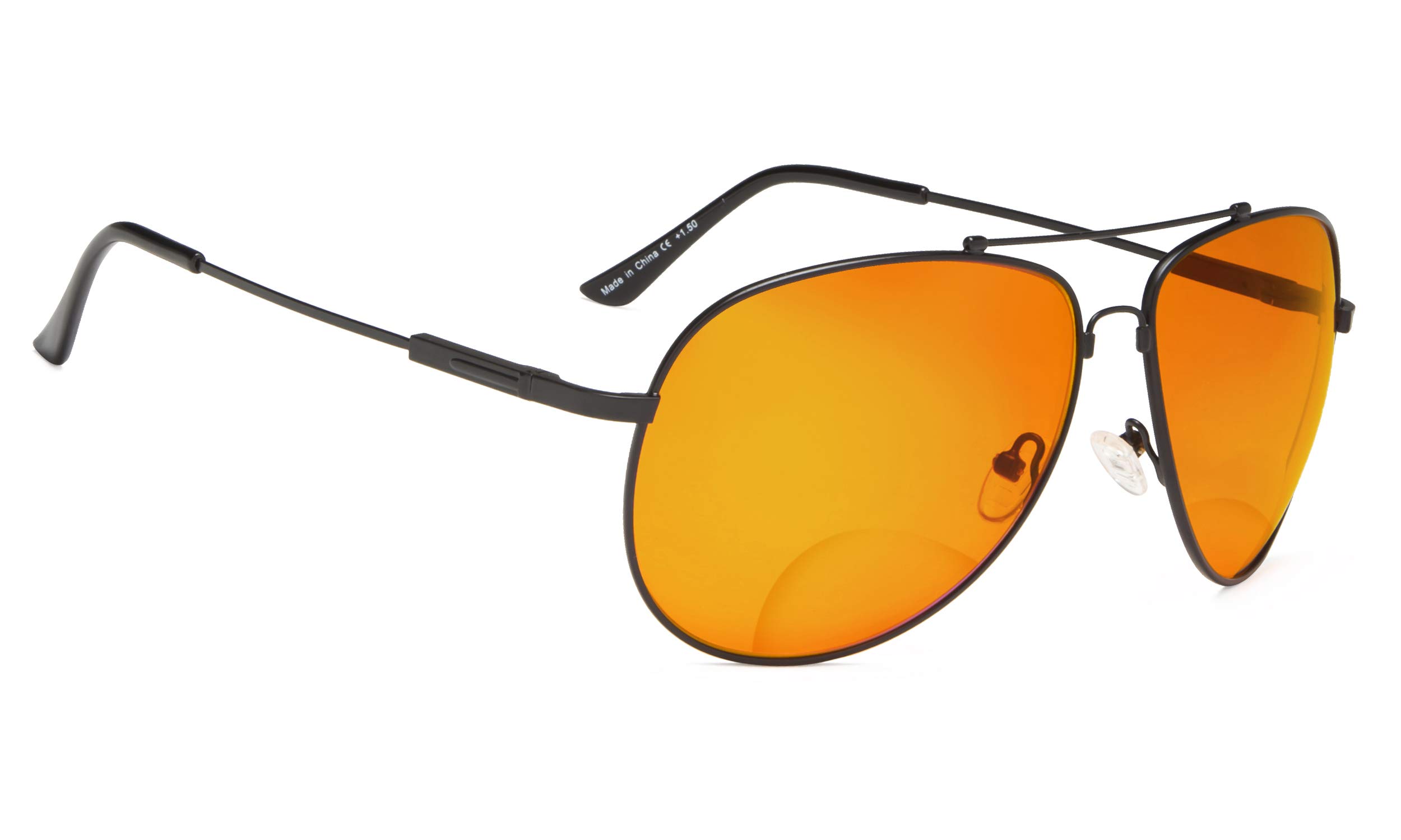 Blue Light Blocking Bifocal Reading Glasses - Orange Tinted Computer Glasses for Eye Strain Relief & Better Sleep - Perfect for Office Work, Gaming & Nighttime Screen Use