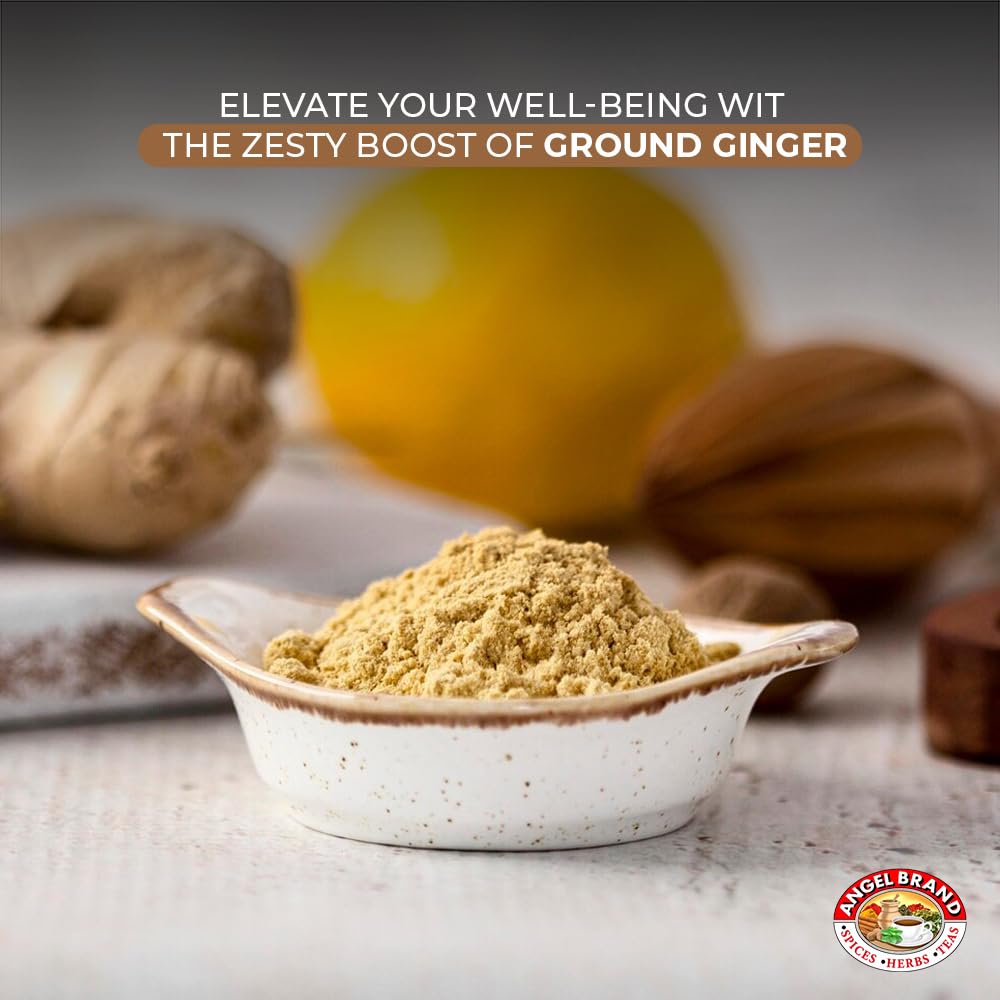 Premium Angel Brand Ginger Powder 13 oz - Organic Ground Ginger Root for Baking, Cooking, Smoothies & Tea | Great for Gingerbread, Curry, Detox Drinks & Spice Mixes