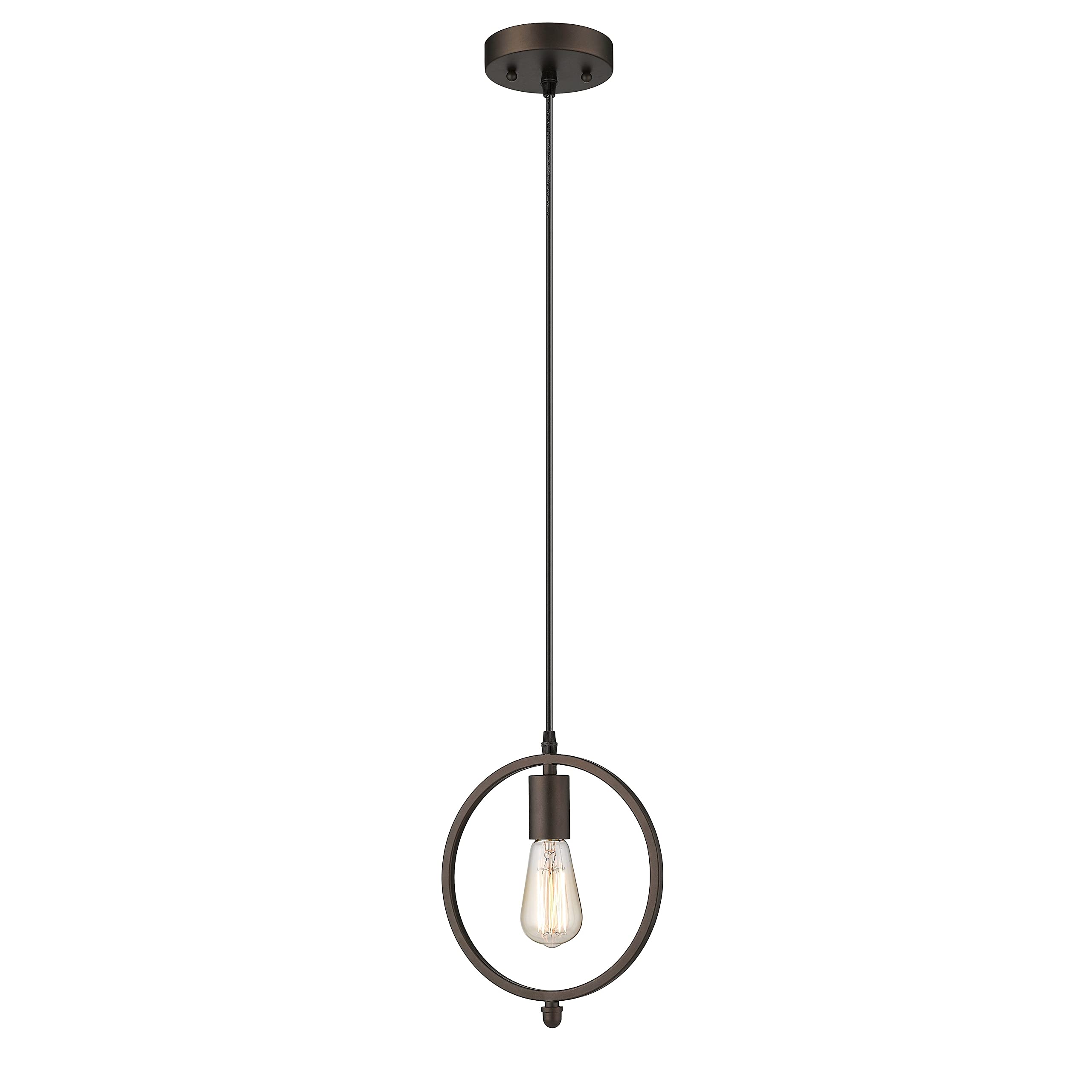 Chloe 1-Light Oil Rubbed Bronze Pendant Light Fixture - Vintage Industrial Ceiling Light for Kitchen Island, Dining Room & Bedroom