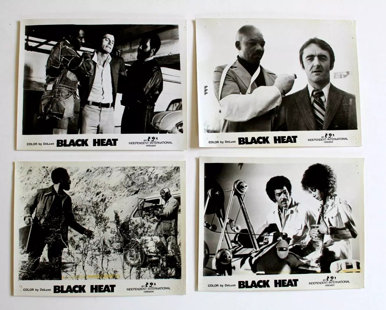 Original 1970s BLACK HEAT (Timothy Brown) Movie Stills Photo Set - 18 Vintage Film Photography Collectibles for Movie Memorabilia Fans & Home Theater Decor