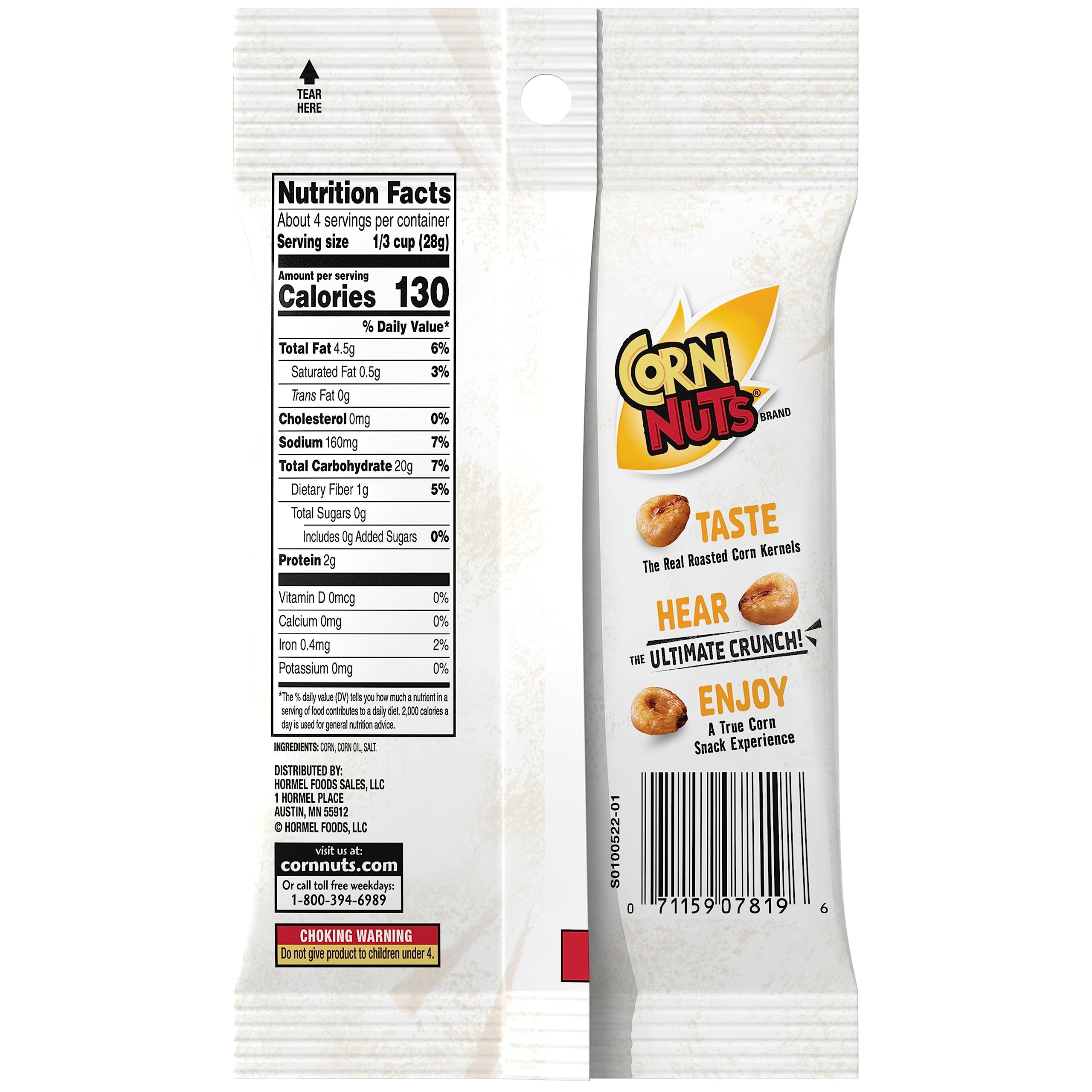 **Crunchy Original Flavored Corn Nuts Snacks - 4oz Bag | Gluten-Free Corn Kernels for Adults | Perfect for Road Trips, Movie Nights & Office Snacking**