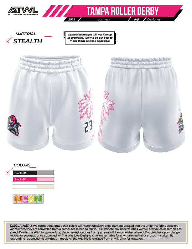Tampa Roller Derby Women's 5-Inch Inseam Full Dye Athletic Shorts - Perfect for Skating, Workouts & Casual Wear