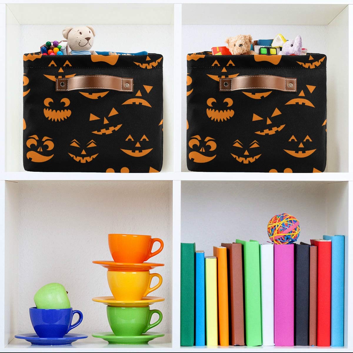 2PCS Halloween Storage Baskets - Large Foldable Collapsible Storage Bins for Home Organization, Closet, Laundry, Toys & Seasonal Decor
