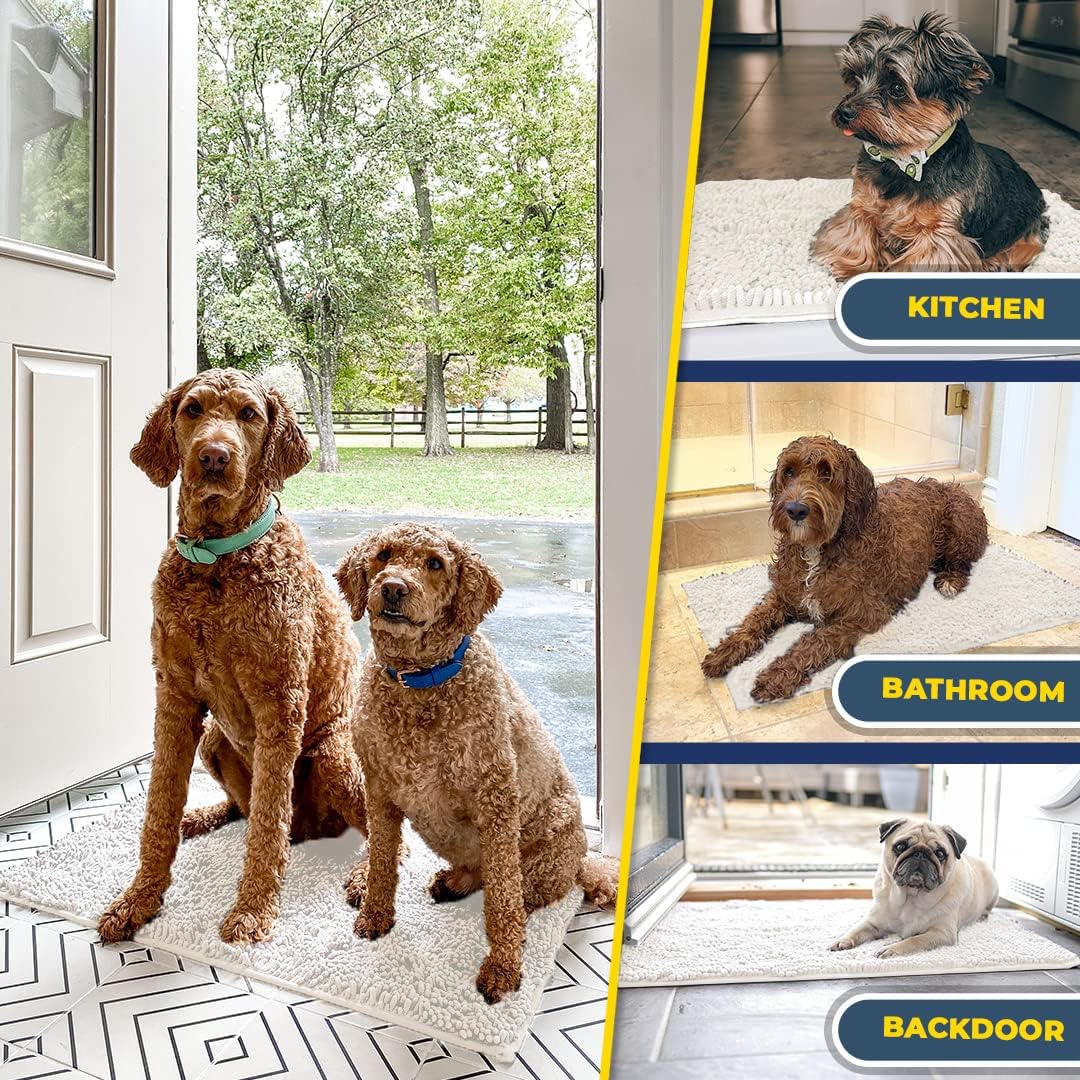 Muddy Mat® Super Absorbent Microfiber Dog Door Mat – Non-Slip Washable Pet Rug for Muddy Paws, Quick Dry Chenille Entryway Carpet (59