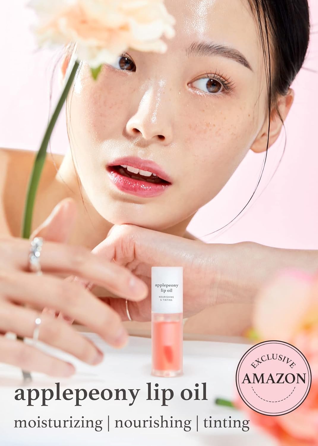 NOONI Korean Vegan Lip Oil - Apple Peony Flavor, 0.12 Fl. Oz + Korean Lip Butter Melting Balm - Apple Cherry Flavor, Lip Mask Bundle for Dry Lips | Hydrating & Nourishing Lip Care Set | Perfect for Winter, Makeup Prep & Overnight Treatment