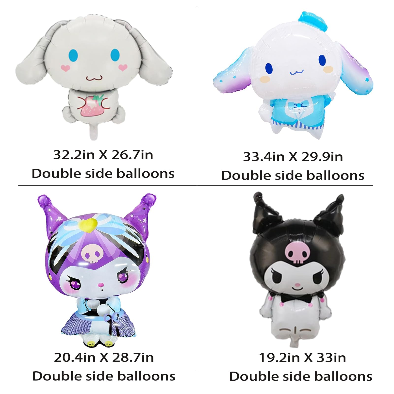 16Pcs Cute Anime Party Balloons - Double Sided Aluminum Film Balloons for Anime Theme Birthday Decorations | Perfect for Kawaii Birthday Parties, Baby Showers & Anime Themed Events