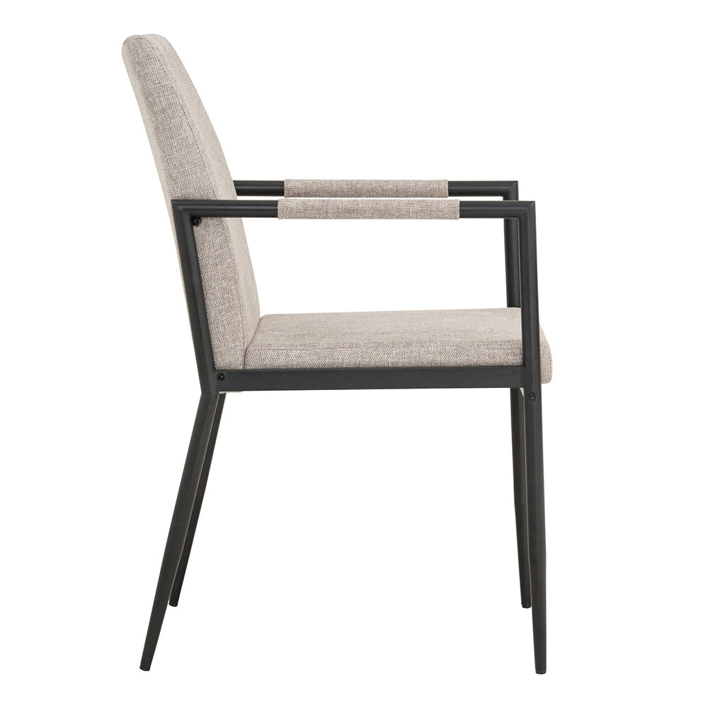 FERMA Modern Dining Chair - Grey Upholstered Seat, Sturdy Metal Frame - Perfect for Kitchen, Dining Room, and Office Use