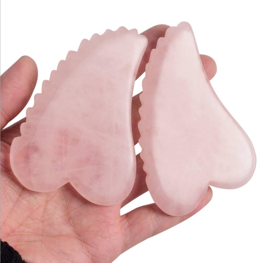 Rose Quartz Gua Sha Comb Massage Tool - Heart Shaped Facial & Scalp Massager for Relaxation, SPA, Acupuncture Therapy - Perfect for Home Self-Care & Professional Skincare Treatments
