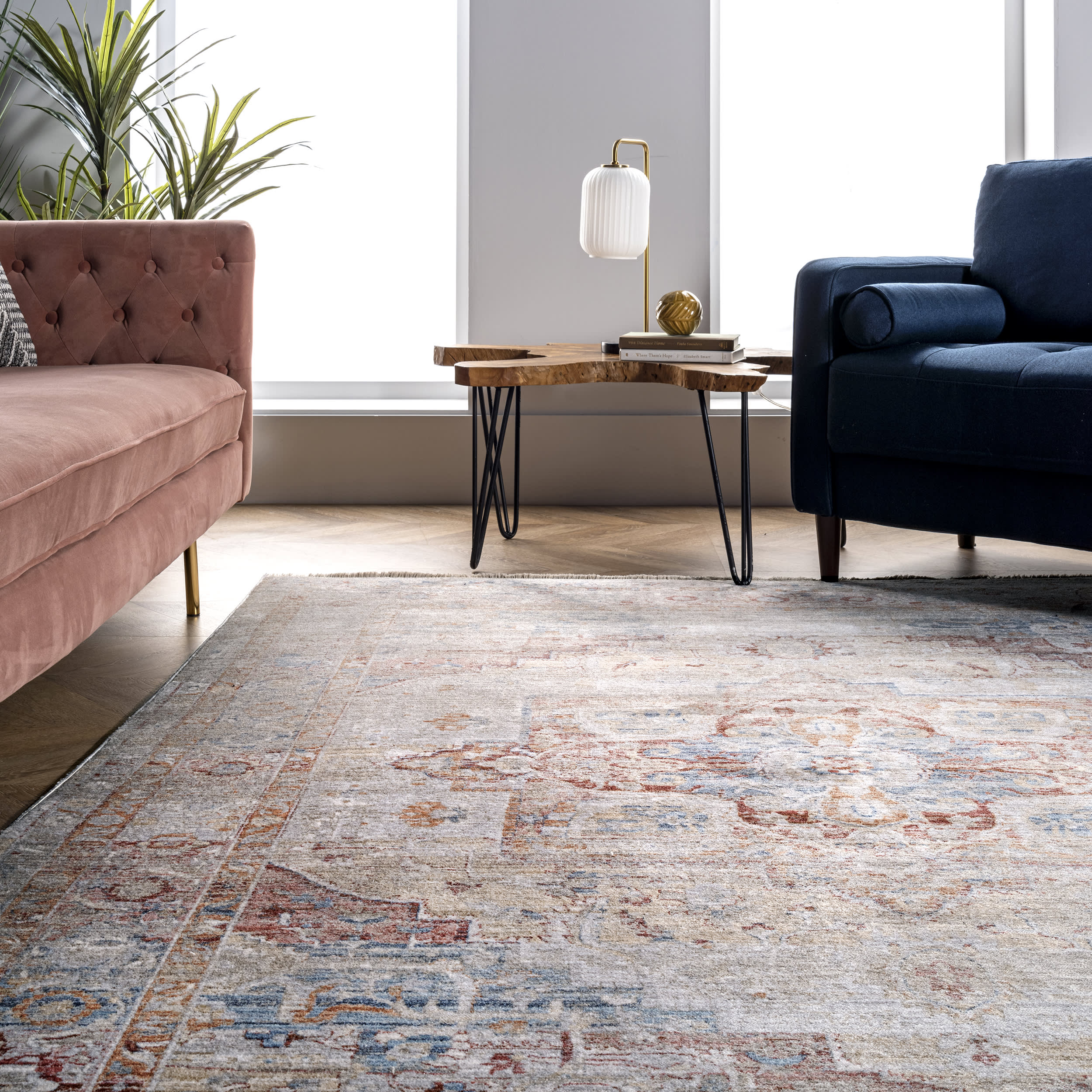 Cardinal Medallion Rug - Soft Beige Area Rug for Living Room, Bedroom & Dining Room | Traditional Persian Style Home Decor