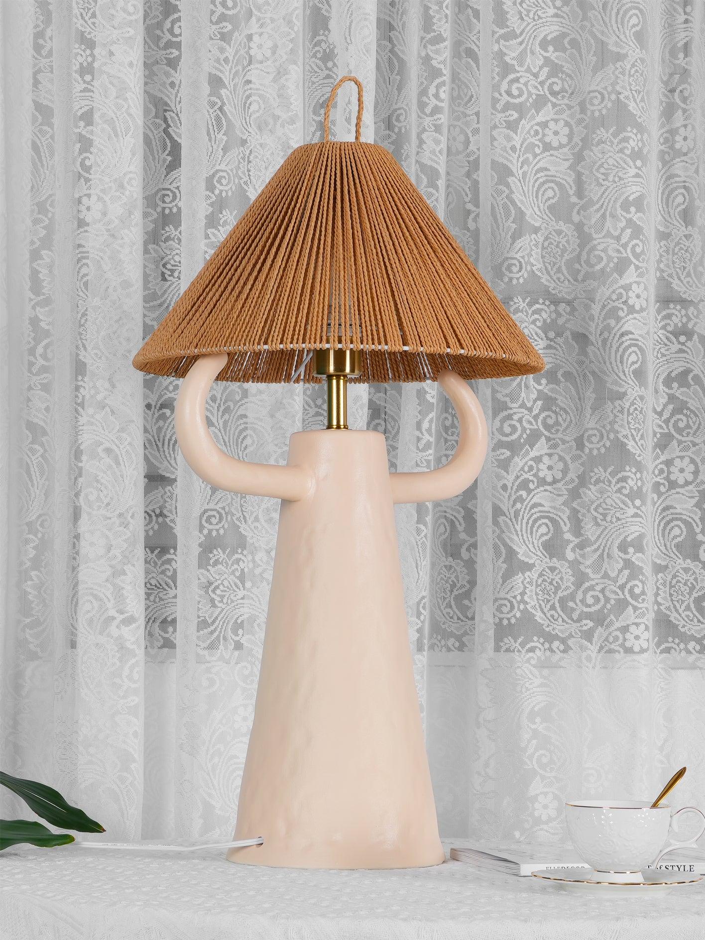 Stylish Ceramic Table Lamp with Horn Design - Modern Home Decor for Living Room, Bedroom & Office Lighting