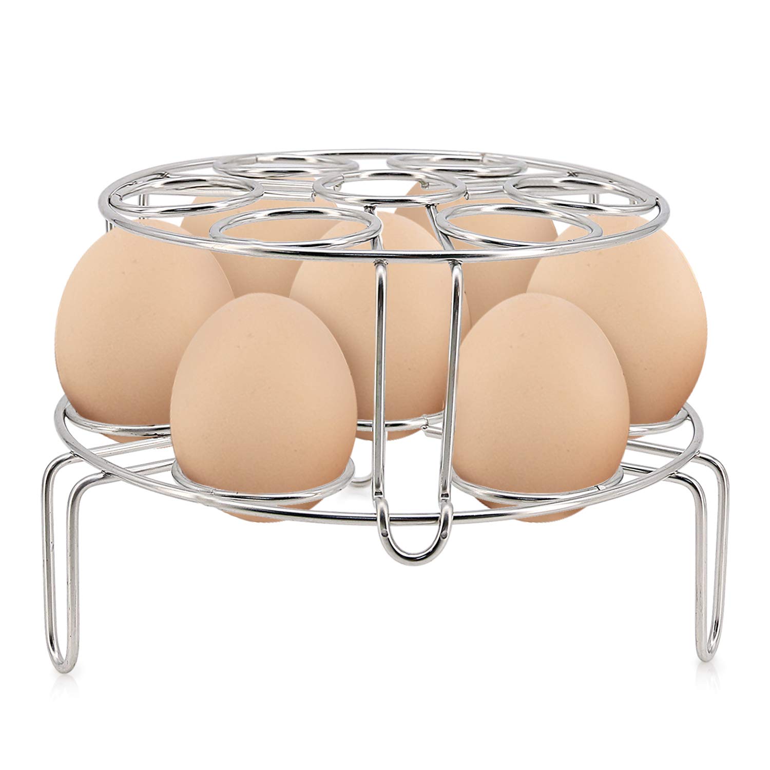 **TOMOTE 2-Pack Stainless Steel Egg Steamer Rack & Trivet for Instant Pot 5/6/8 Qt Pressure Cooker - Stackable 304 Multipurpose Cooling Rack for Eggs, Veggies & Baking - Perfect for Meal Prep & Kitchen Organization**