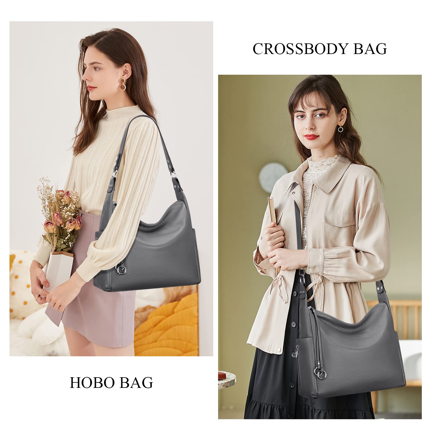 Genuine Leather Hobo Shoulder Bag for Women - Crossbody Purse with Adjustable Strap - Perfect for Work, Travel & Everyday Use