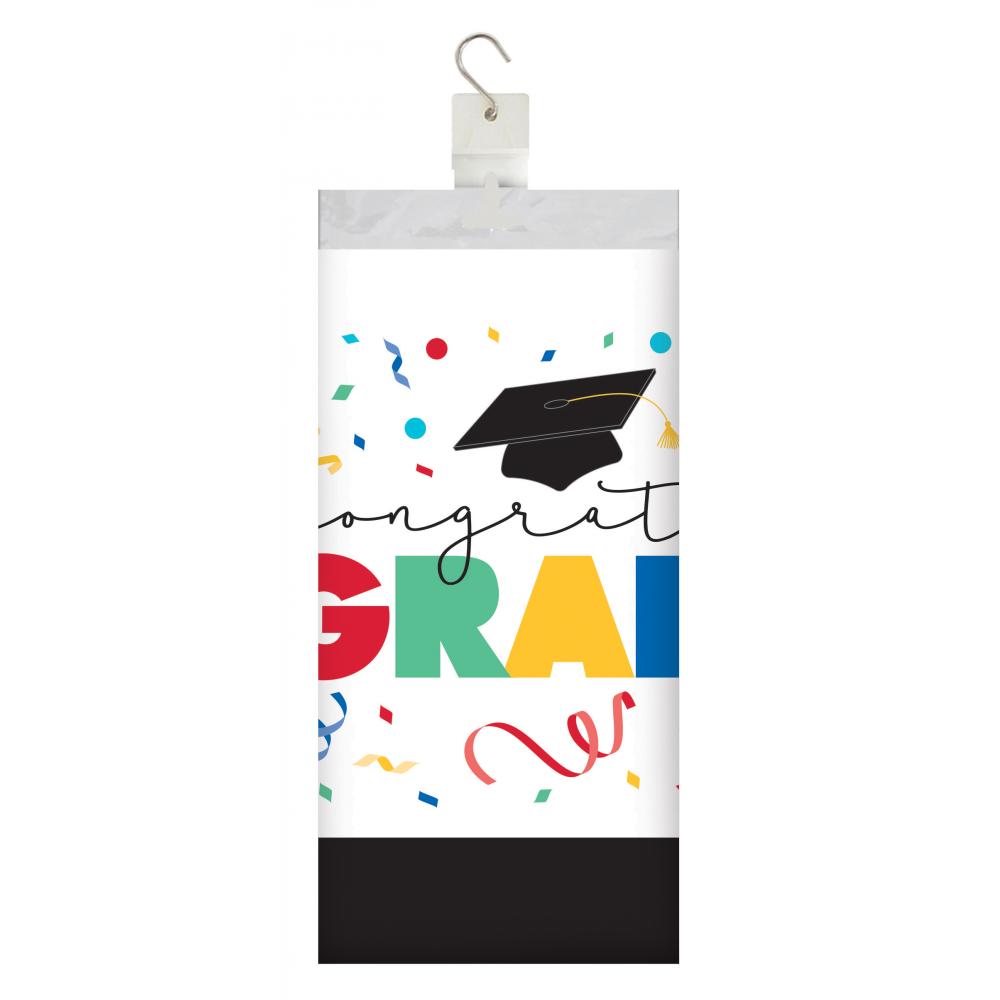 12-Piece Bulk Graduation Cap Toss Paper Table Cover Border Print, 54