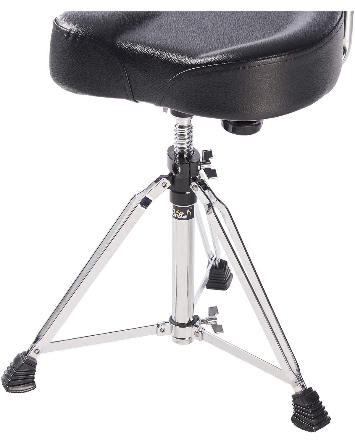 Boltd Adjustable Drum Throne Stool - Motorcycle Style Seat with Large Backrest for Drummers | Made in Taiwan | Comfortable Percussion Stool for Drum Set, Practice & Live Performances