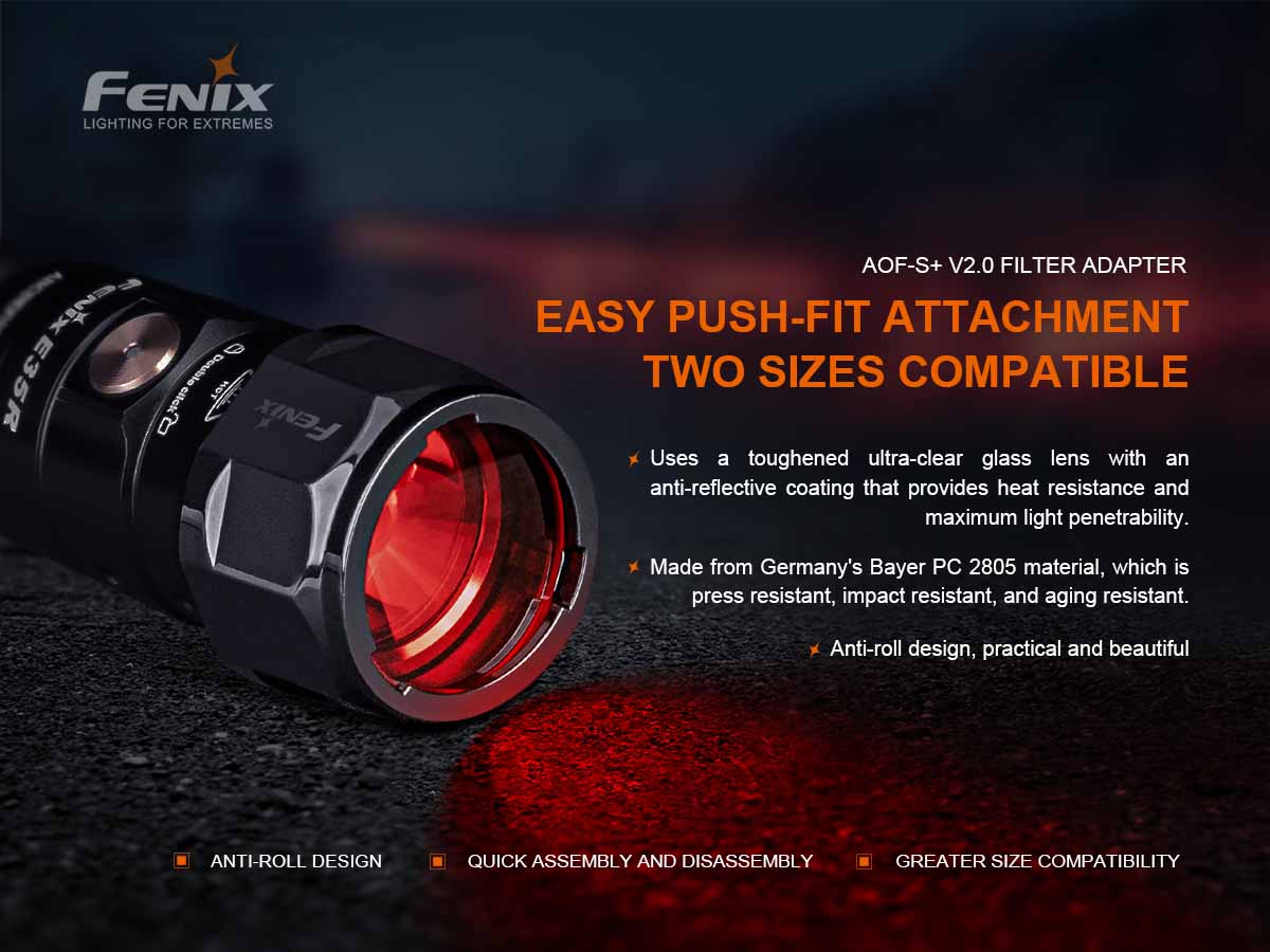 Fenix AOF S+ V2.0 Water Filter Adapter - Replacement Part for Outdoor Camping & Hiking Gear - Compatible with Fenix Flashlights & Hydration Systems