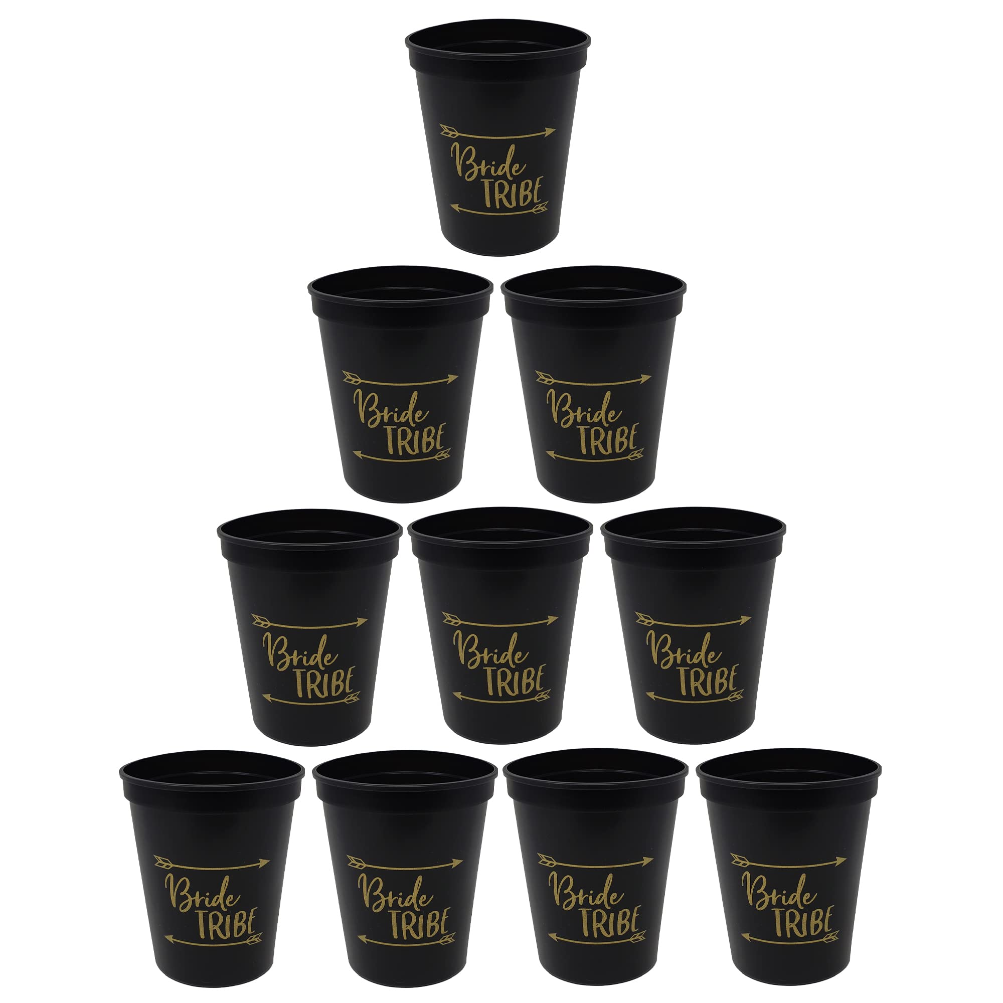 Funky Junque Bridal Bachelorette Party Cups - Set of 10 Bride Tribe Glasses for Wedding Showers, Girls Night Out & Bachelorette Celebrations