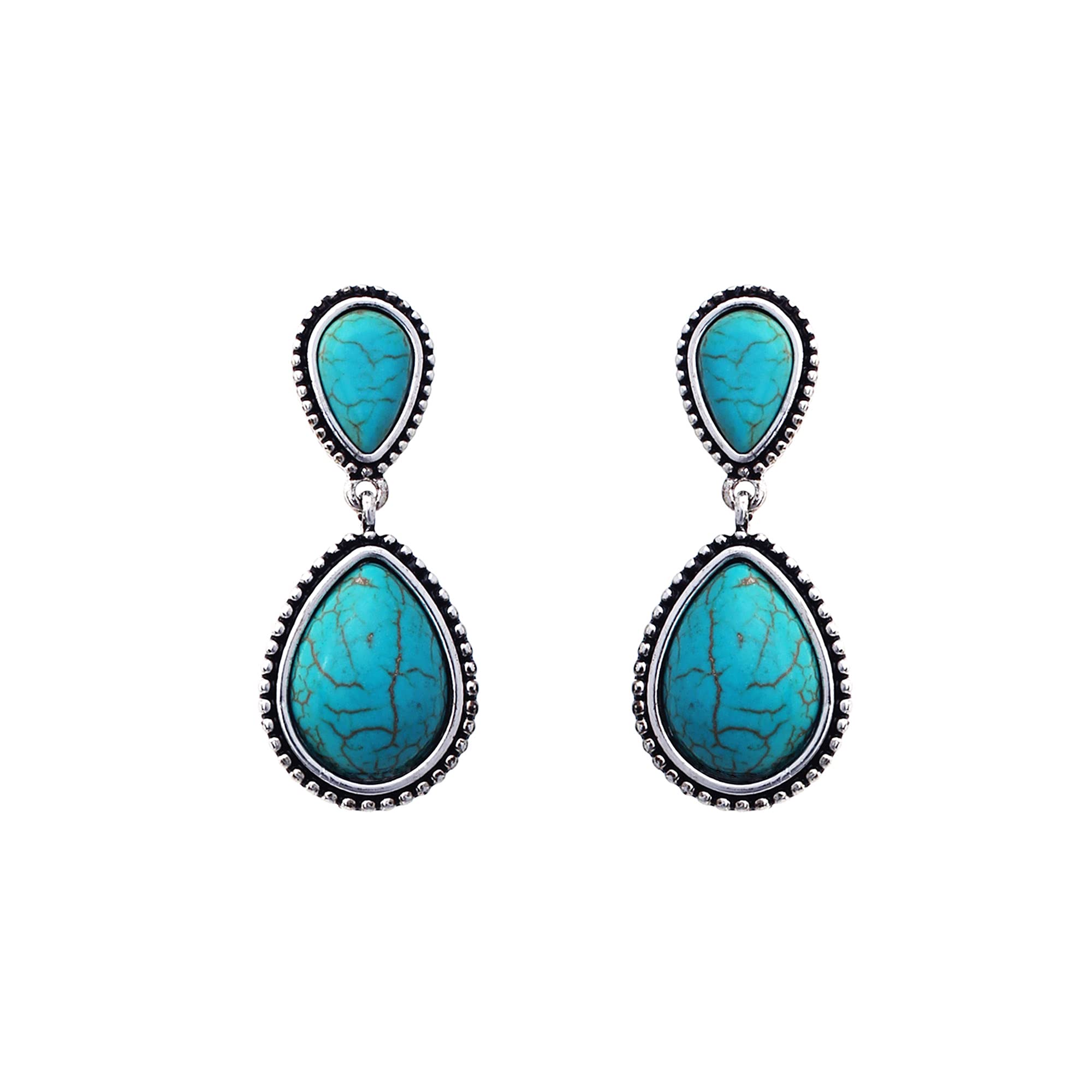 Boho Turquoise Earrings for Women - Handmade Natural Stone Jewelry, USA Designed Stud Earrings | Perfect for Boho Fashion, Casual Wear & Gift Giving