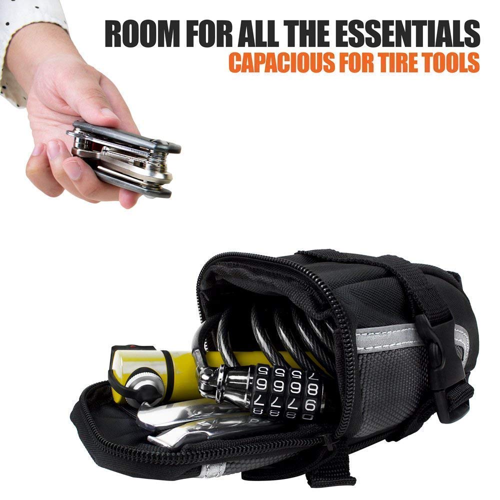 Medium Bike Saddle Bag & BV Mini Bike Pump - Waterproof Cycling Accessories for Road & Mountain Bikes | Perfect for Commuting, Touring & Outdoor Adventures