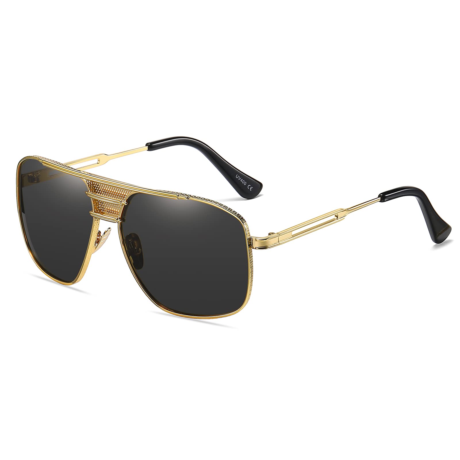 SHEEN KELLY Retro Oversized Polarized Aviator Sunglasses for Men - Classic Metal Frame UV Protection - Perfect for Driving, Outdoor Activities & Fashion Accessories