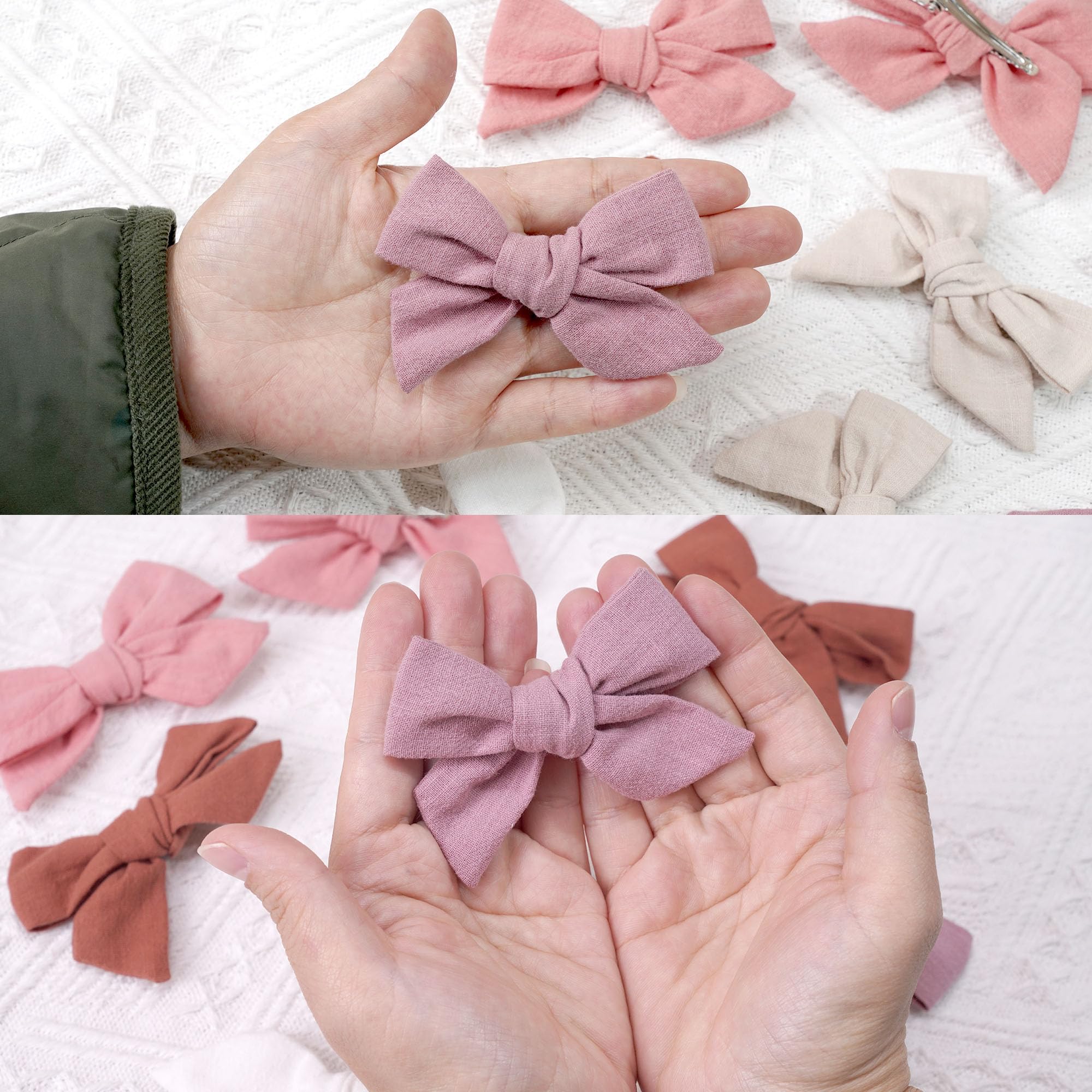 20Pcs Linen Hair Bows with Alligator Clips for Girls - CÉLLOT Baby Toddler Kids Teen Hair Accessories (Pink) | Perfect for School, Parties, Holidays & Everyday Wear