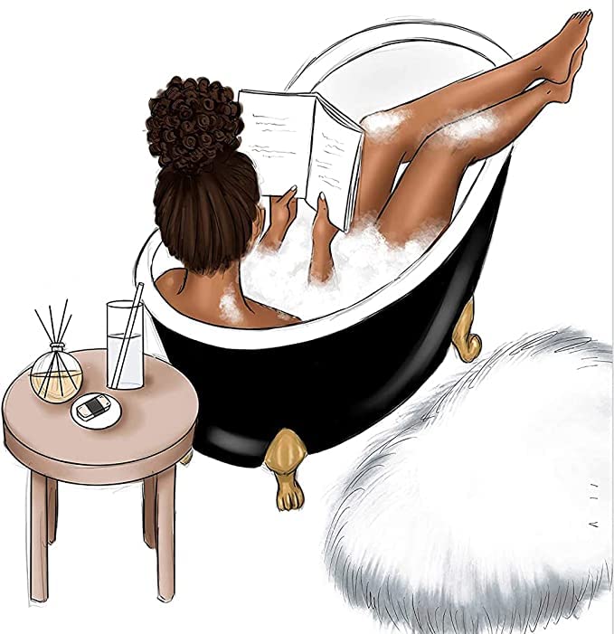 Diamond Painting Kit - Black Girl in Bathtub Full Round Drill Mosaic Art, DIY Cross Stitch Embroidery Craft for Home Wall Decor (14x14 Inch) | Perfect Gift for Art Lovers & Relaxation Activity