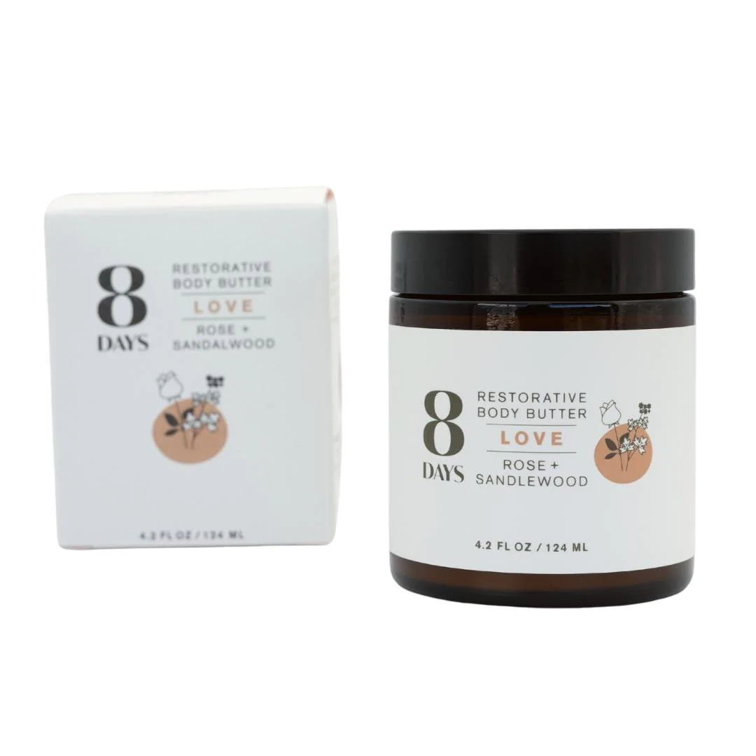 Organic Rose & Sandalwood Body Butter for Dry Skin - Deep Moisturizing Cream for Hands, Feet & Body - Perfect for Winter Care & Spa Nights