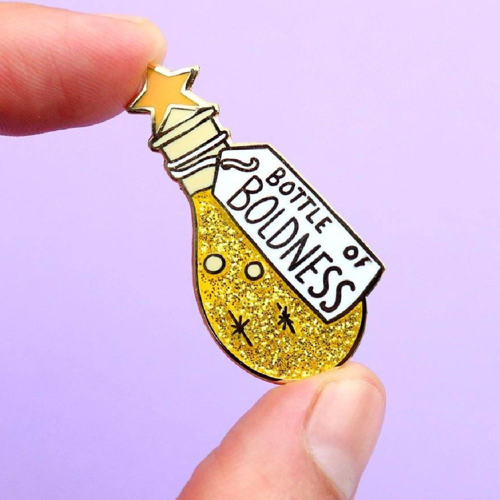 Jubly Umph Bottle of Boldness Lapel Pin - Motivational Enamel Pin for Jackets, Bags & Hats - Perfect for Office, Gifts & Everyday Inspiration