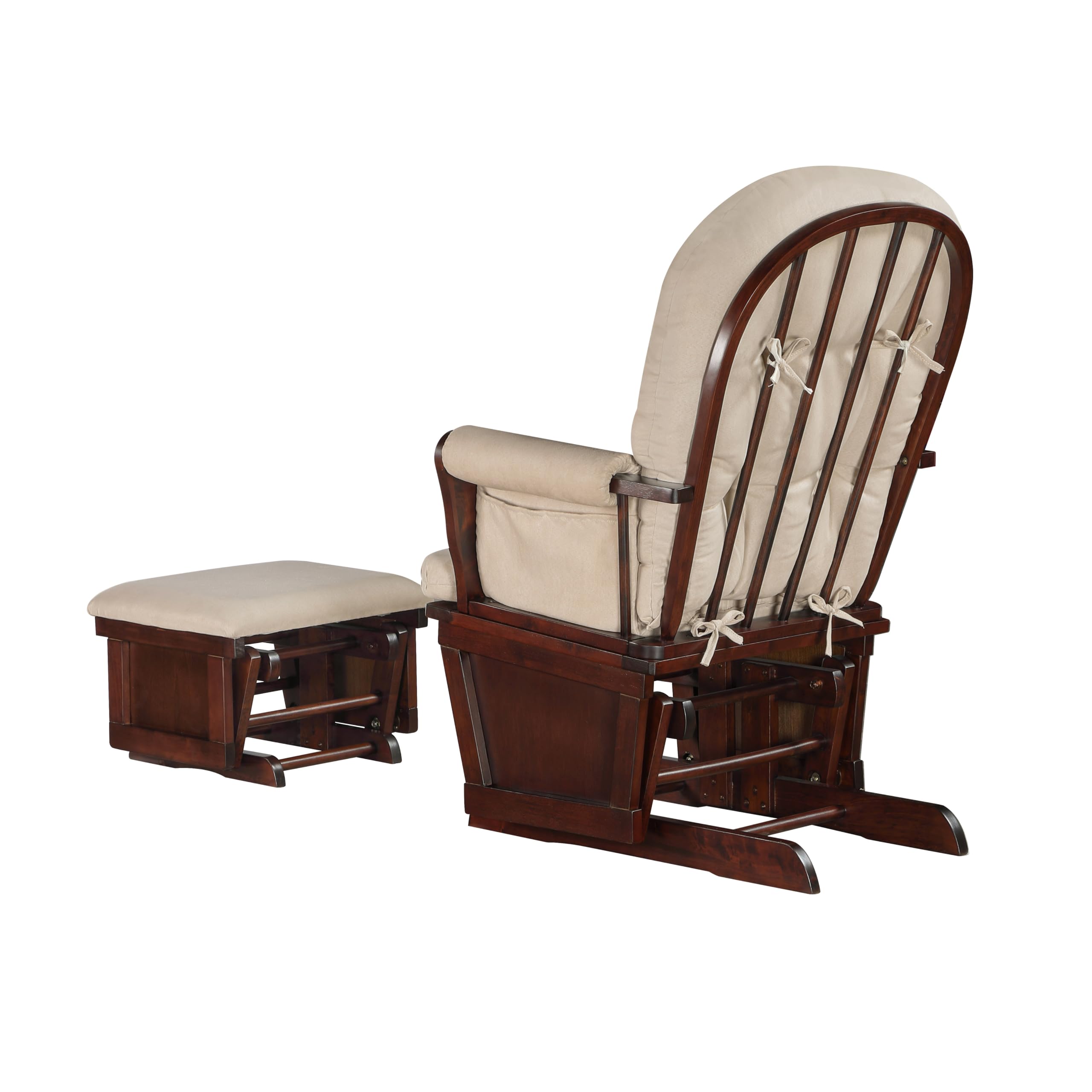 Lennox Furniture Glider Rocker Combo - Espresso Beige Reclining Chair with Ottoman - Perfect for Nursery, Living Room & Relaxation