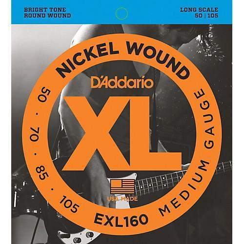 D'Addario EXL160 Nickel Wound Bass Guitar Strings - Medium Gauge (50-105) for Long Scale Bass Guitars - Perfect for Rock, Jazz & Studio Recording