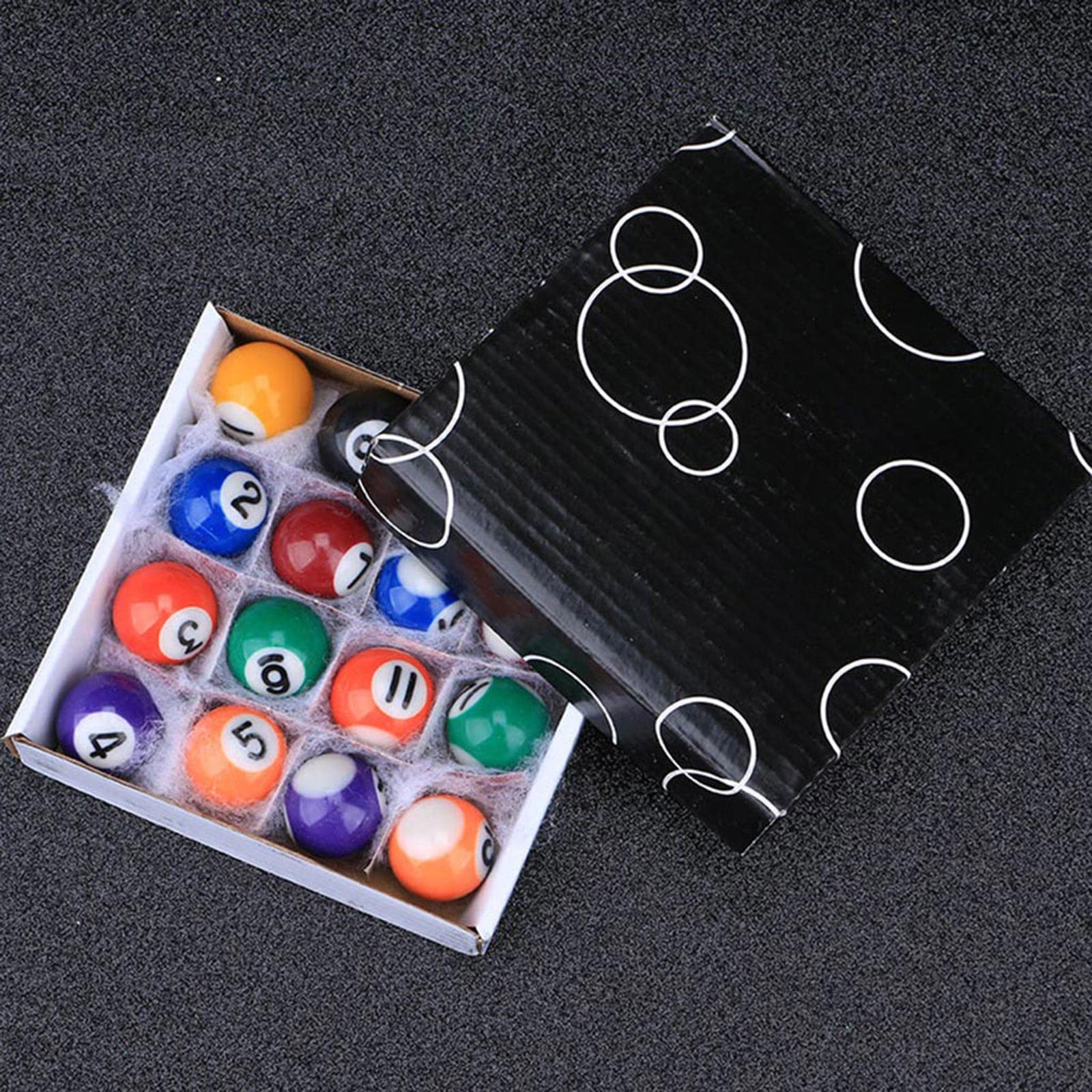 16Pcs Small Tabletop Pool Table Set with Cues - Mini Billiards Game for Kids & Adults, 0.98/1.25/1.49 Inch Balls, Compact Indoor Fun for Home, Office, Party & Game Room