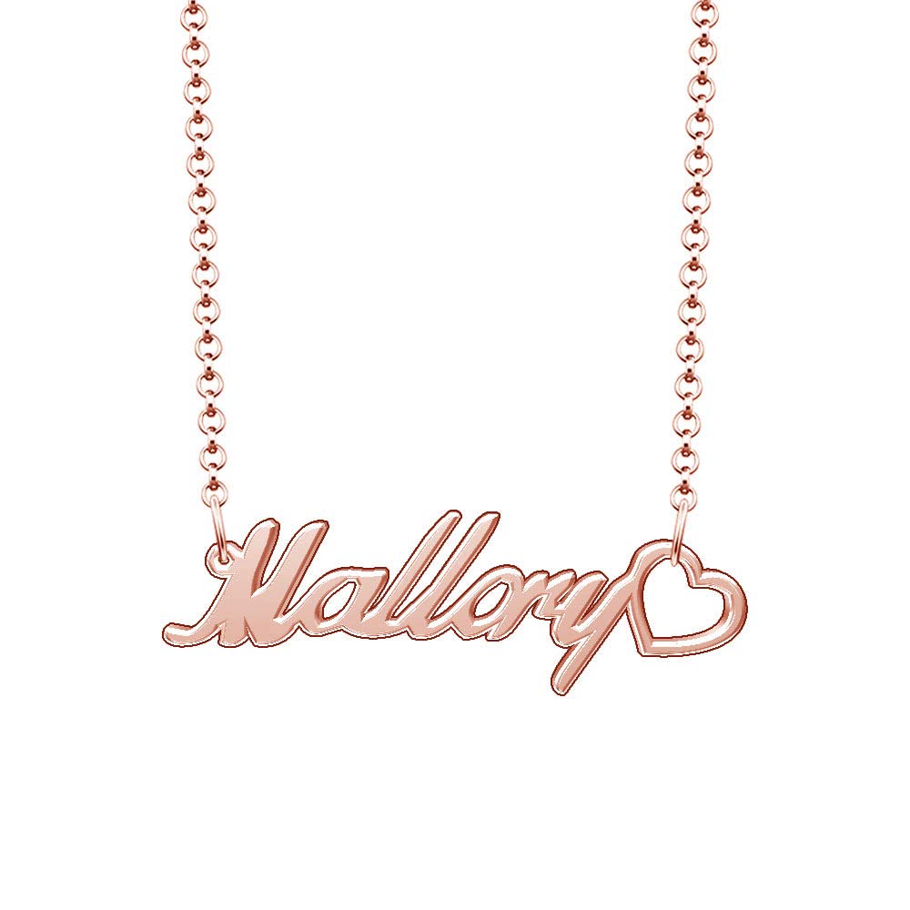 Personalized Rose Gold Plated Heart Name Necklace - Custom Engraved Jewelry Gift for Women, Mom, Girlfriend | Valentine's Day, Anniversary, Birthday Present