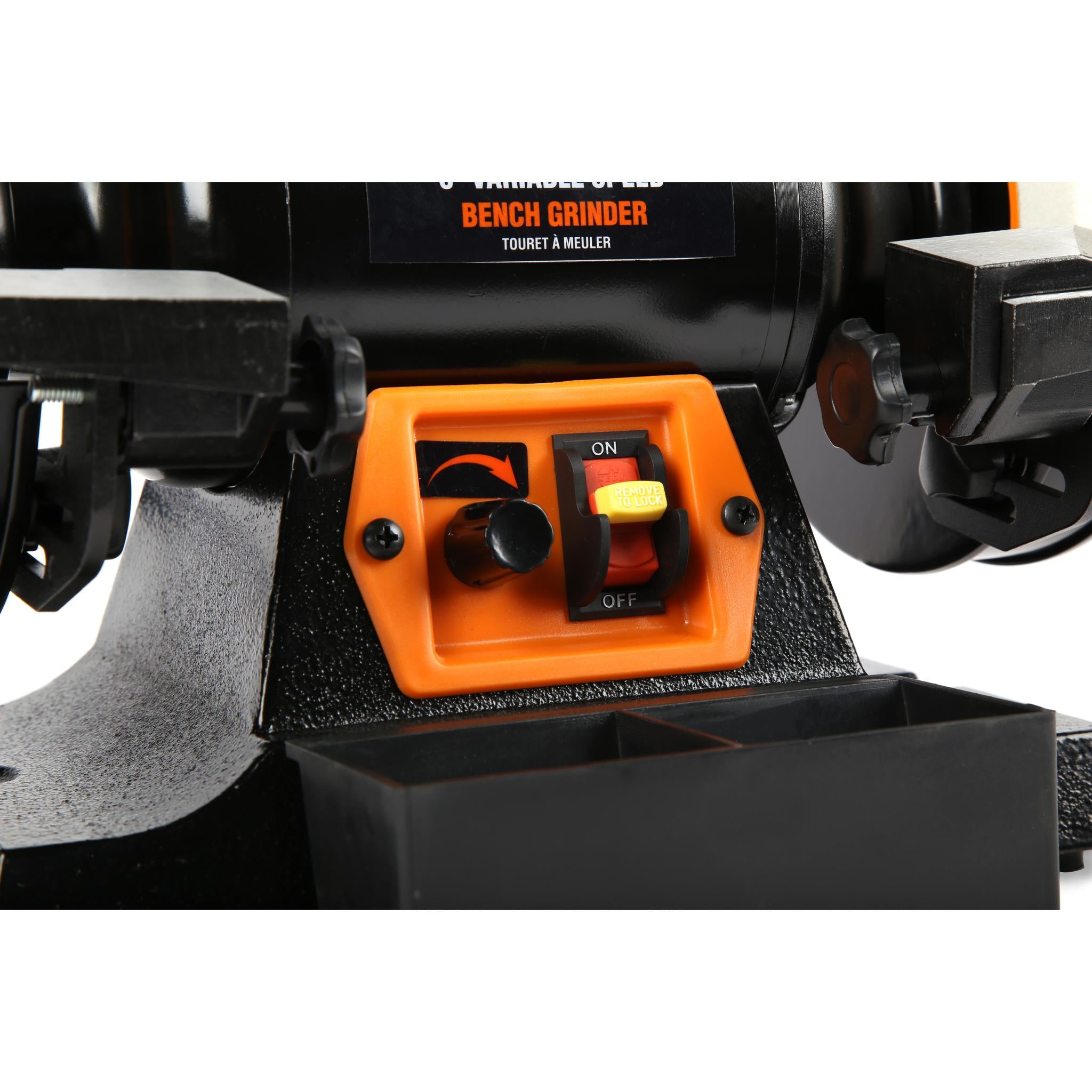 WEN BG625V 2.5 Amp 6 Inch Variable Speed Bench Grinder with Flexible Work Light - Perfect for Metalworking, Woodworking & DIY Projects in Home Workshops