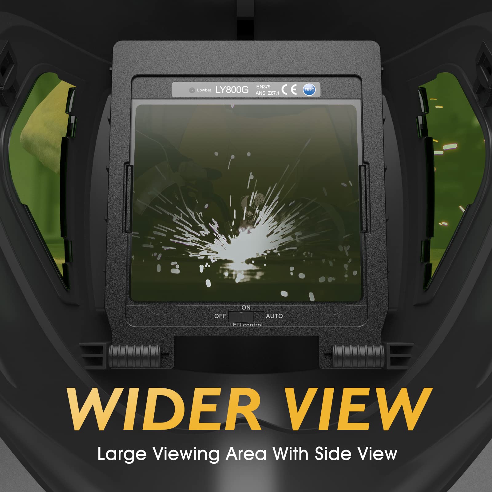 TOOLIOM Auto Darkening Welding Helmet with Light - 1/1/1/1 Optical Clarity, 4.31
