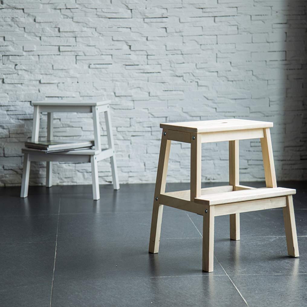 2-Step Wooden Climbing Stool for Indoor Use - Foldable Ladder Stool, Mobile Step Stool with Wide Platform - Perfect for Home, Kitchen, Bathroom & Garden Access