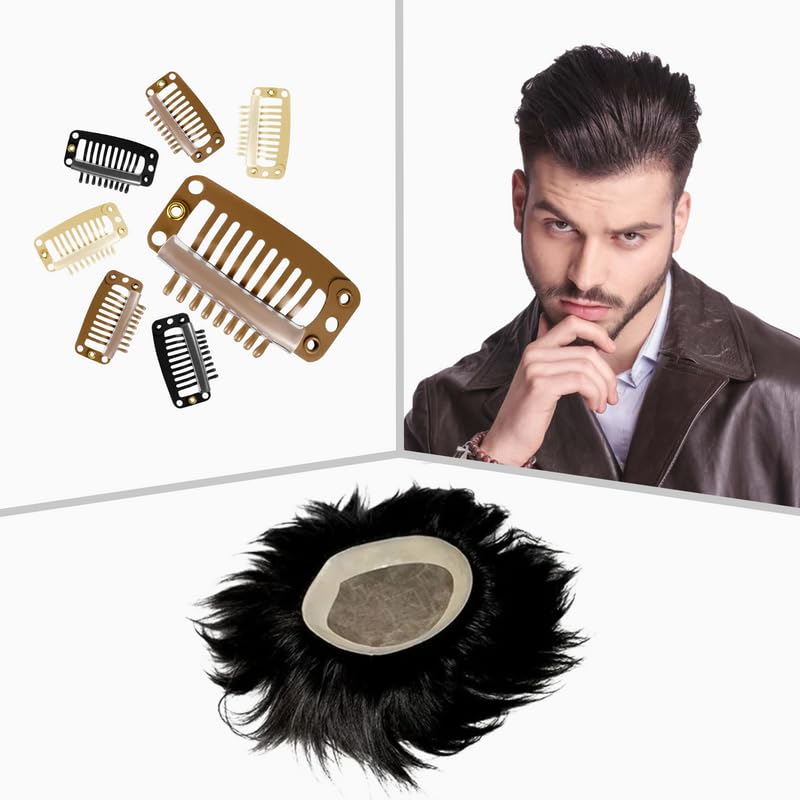 Artello® SNAP CLIPS for Hair Extensions - 4 Pack Black Metal Hair Clips for Wigs, Wefts & Hairpieces - Secure Attachment for Men & Women - Perfect for Sewing, Styling & Daily Hair Accessories