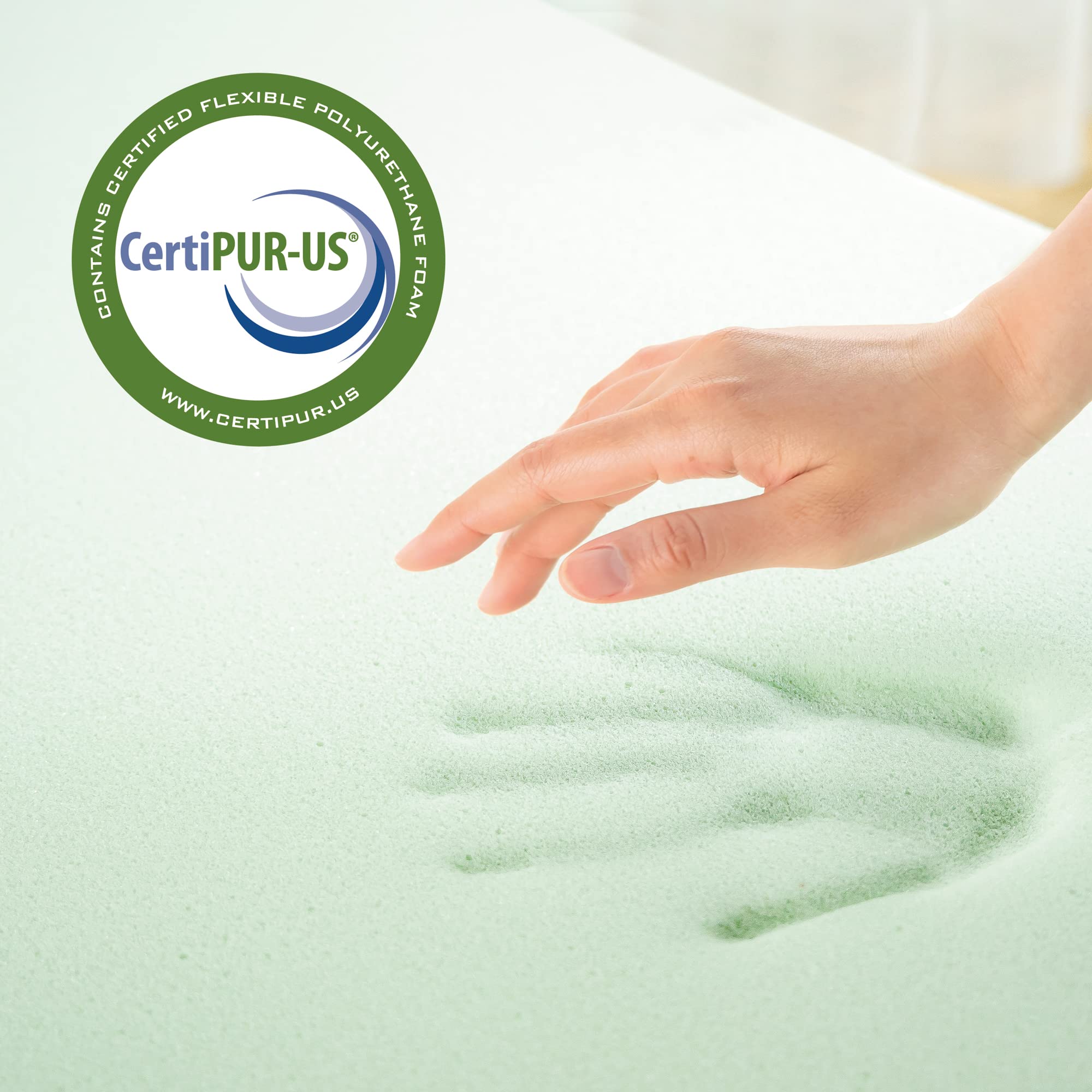 ZINUS 3 Inch Green Tea Memory Foam Mattress Topper Queen Size - Pressure Relieving, CertiPUR-US Certified Cooling Mattress Pad - Perfect for Back Pain Relief & Hot Sleepers, Fits Queen Beds