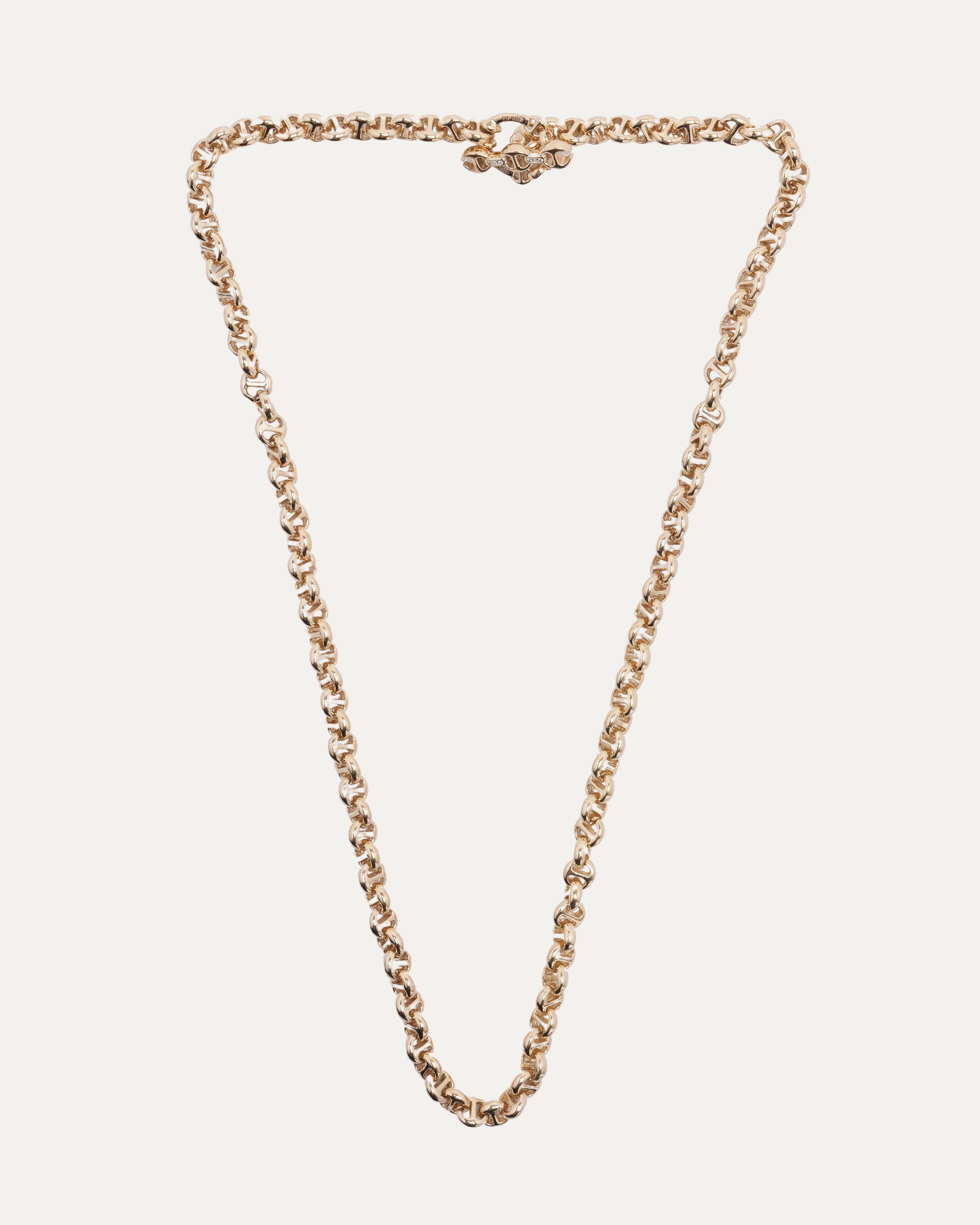 5MM 18K Yellow Gold Open Link Necklace with Diamond Toggle Clasp - Elegant Layering Piece for Women, Perfect for Weddings, Anniversaries & Special Occasions