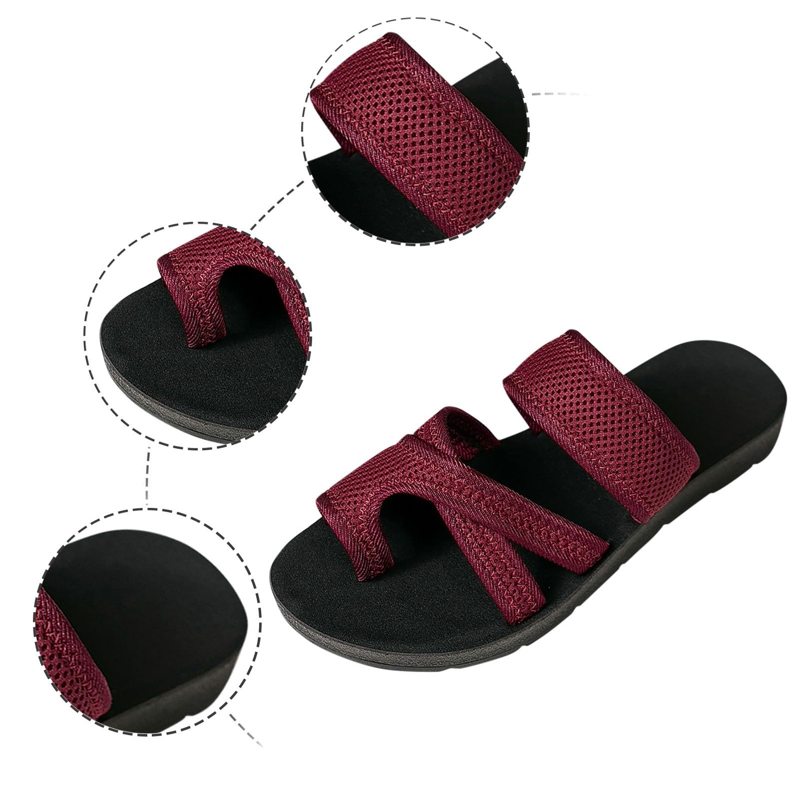 Women's Orthotic Sport Sandals - Breathable Washable Flat Sandals for Summer | Comfortable Open Toe Knit Walking Sandals for Women | Perfect for Beach, Travel & Casual Outings
