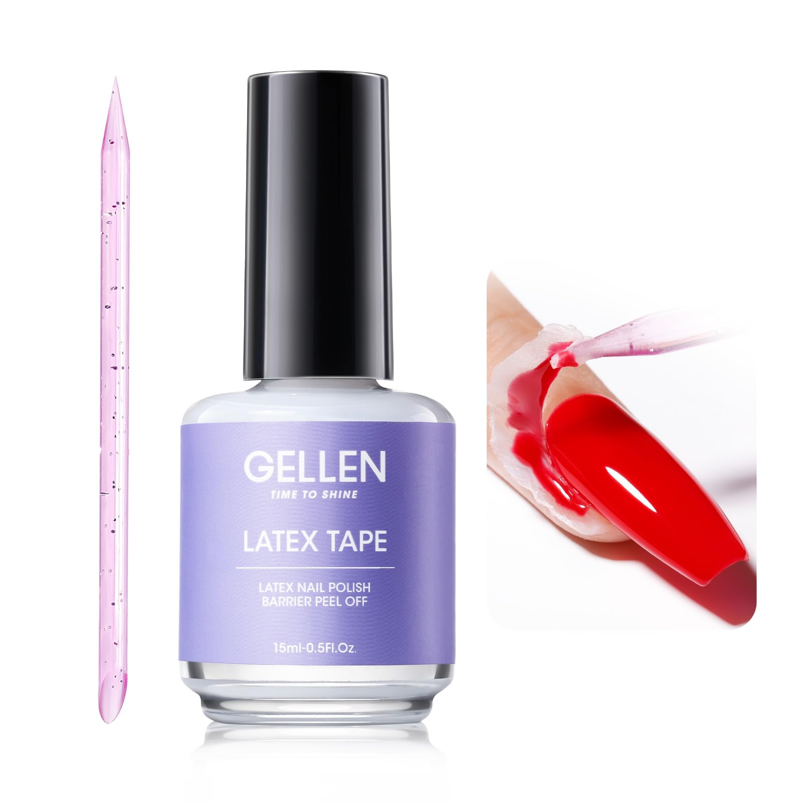 Gellen Liquid Latex for Nails - 15ml Peel Off Cuticle Guard & Nail Polish Protector with Plastic Nail Stick - Nail Art Liquid Latex Tape for Cuticle Protection - Perfect for DIY Manicures, Salon Nail Art & Home Nail Care Gifts for Women