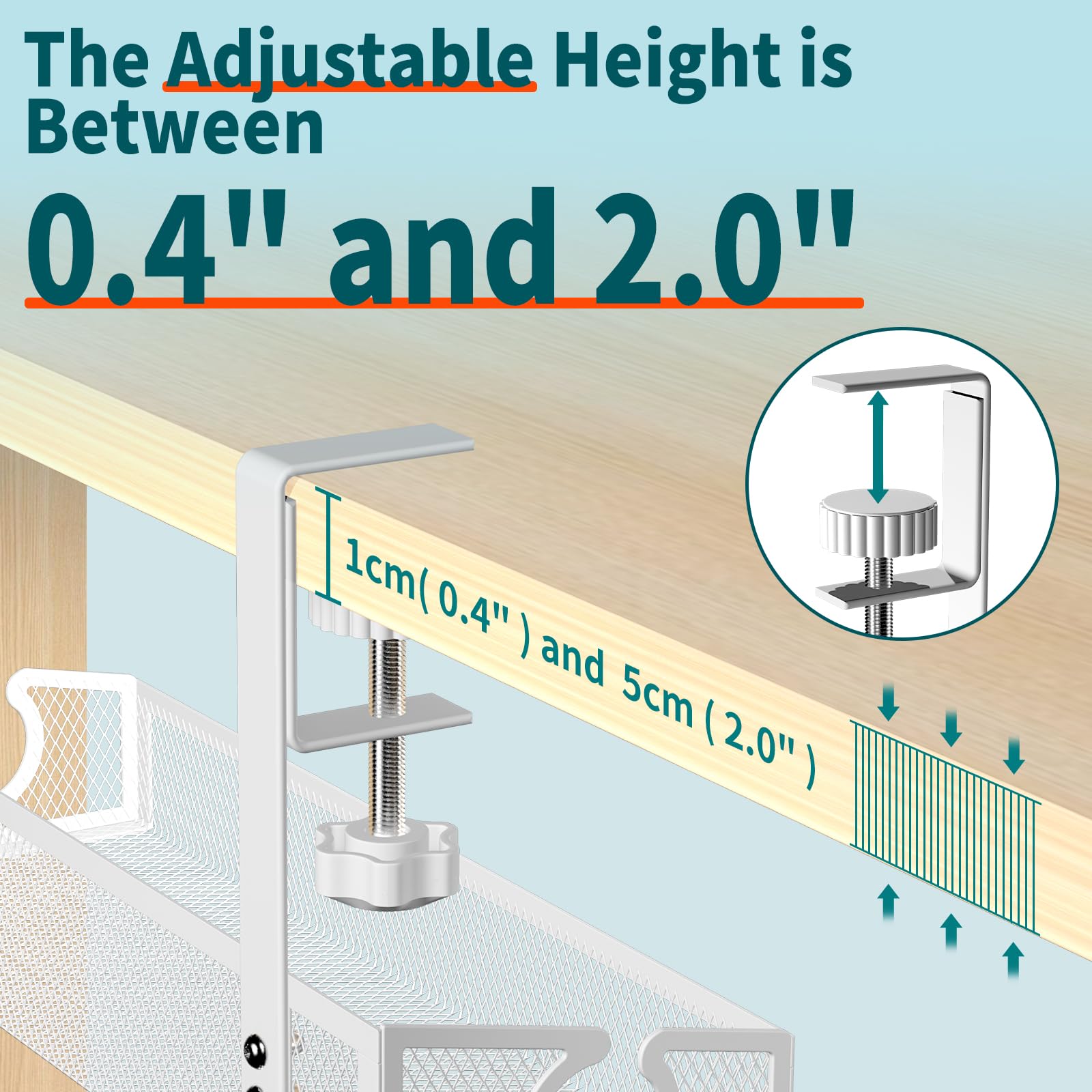 Under Desk Cable Management Tray - White No Drill Wire Organizer with Clamp for PC, Office & Home Workspace - Keep Cords Neat Under Computer Desks & Workstations