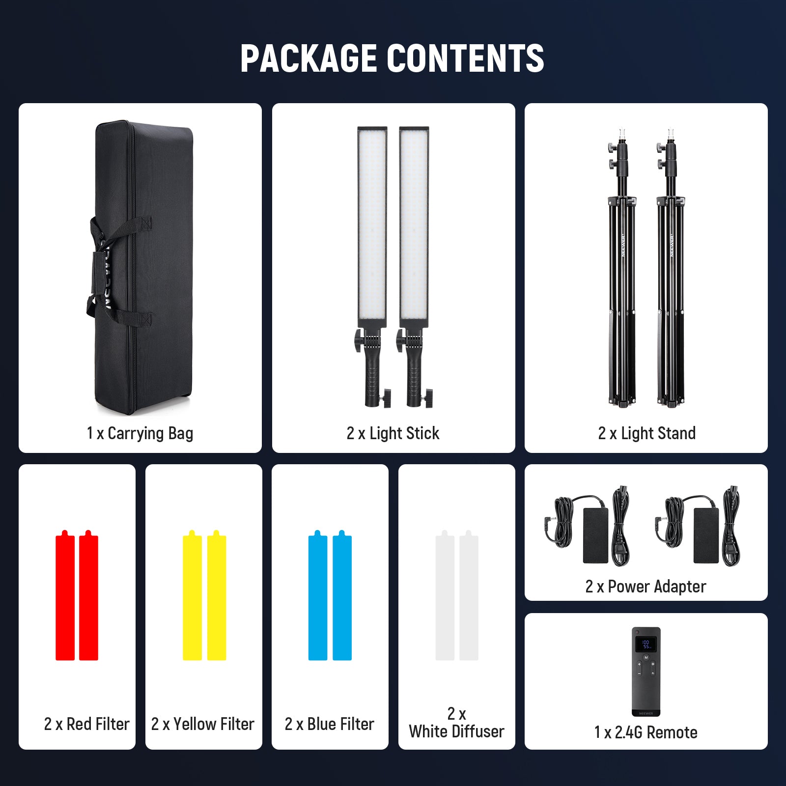 NEEWER BH20B Ultra Upgraded 40W LED Video Light Stick Kit - Professional Lighting for YouTube, TikTok, Photography & Videography - Perfect for Studio, Vlogging, Live Streaming & Content Creation